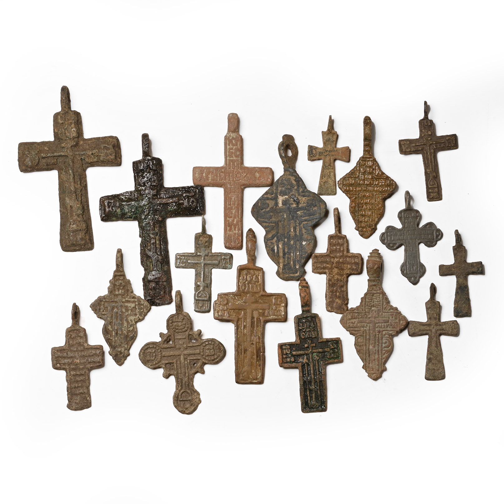Post Byzantine Bronze Cross Pendant Collection