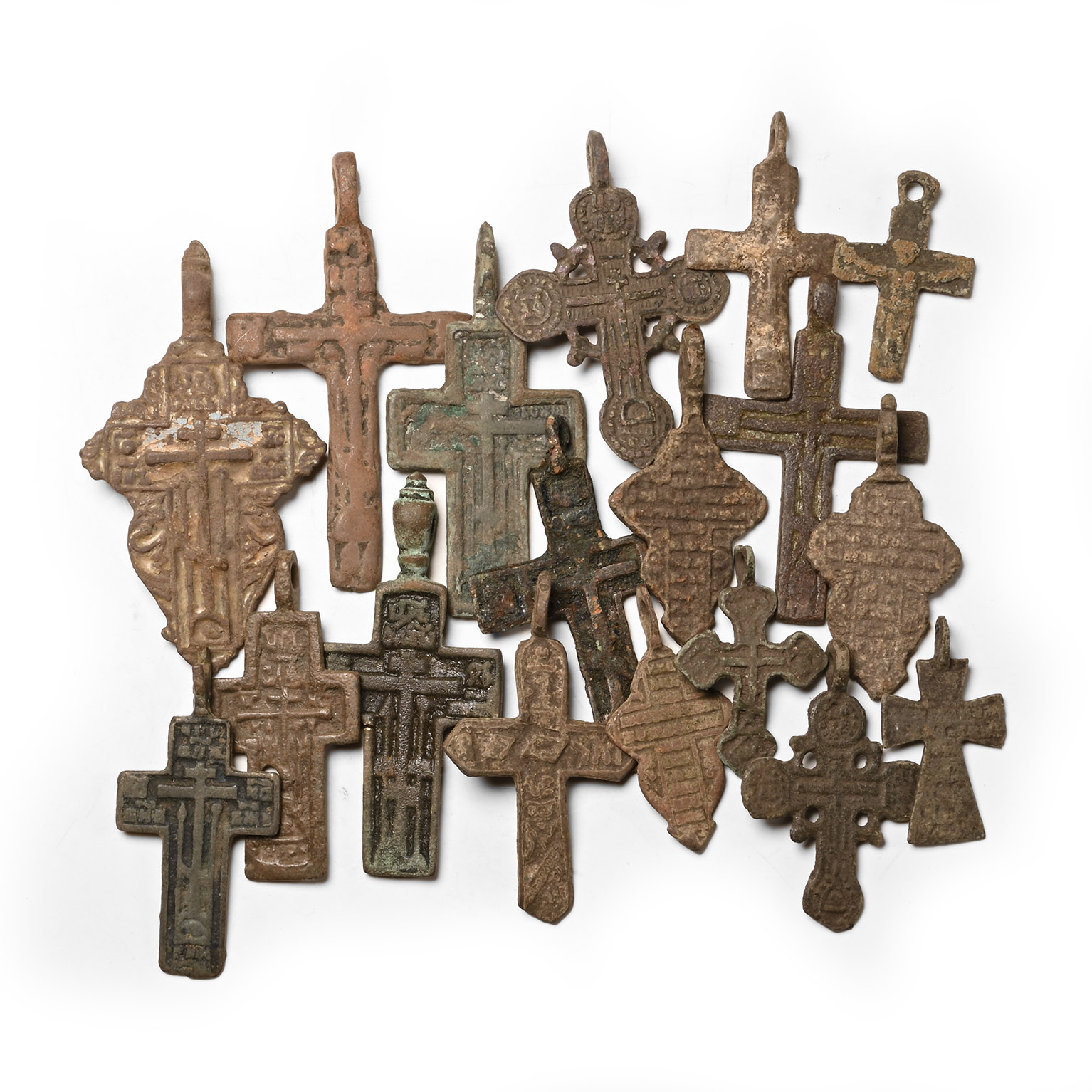 Post Byzantine Bronze Cross Pendant Collection