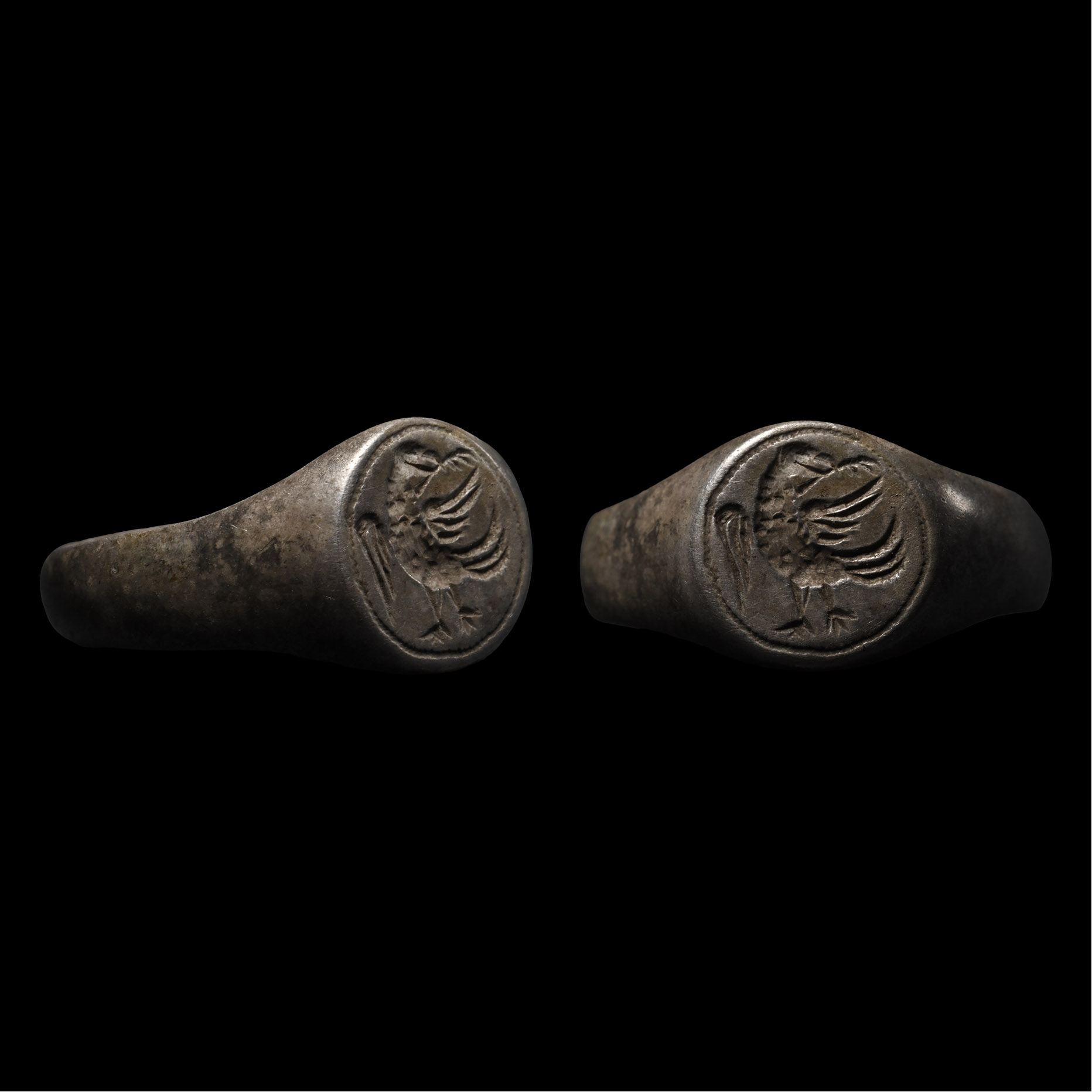 Medieval Silver Ring with Bird