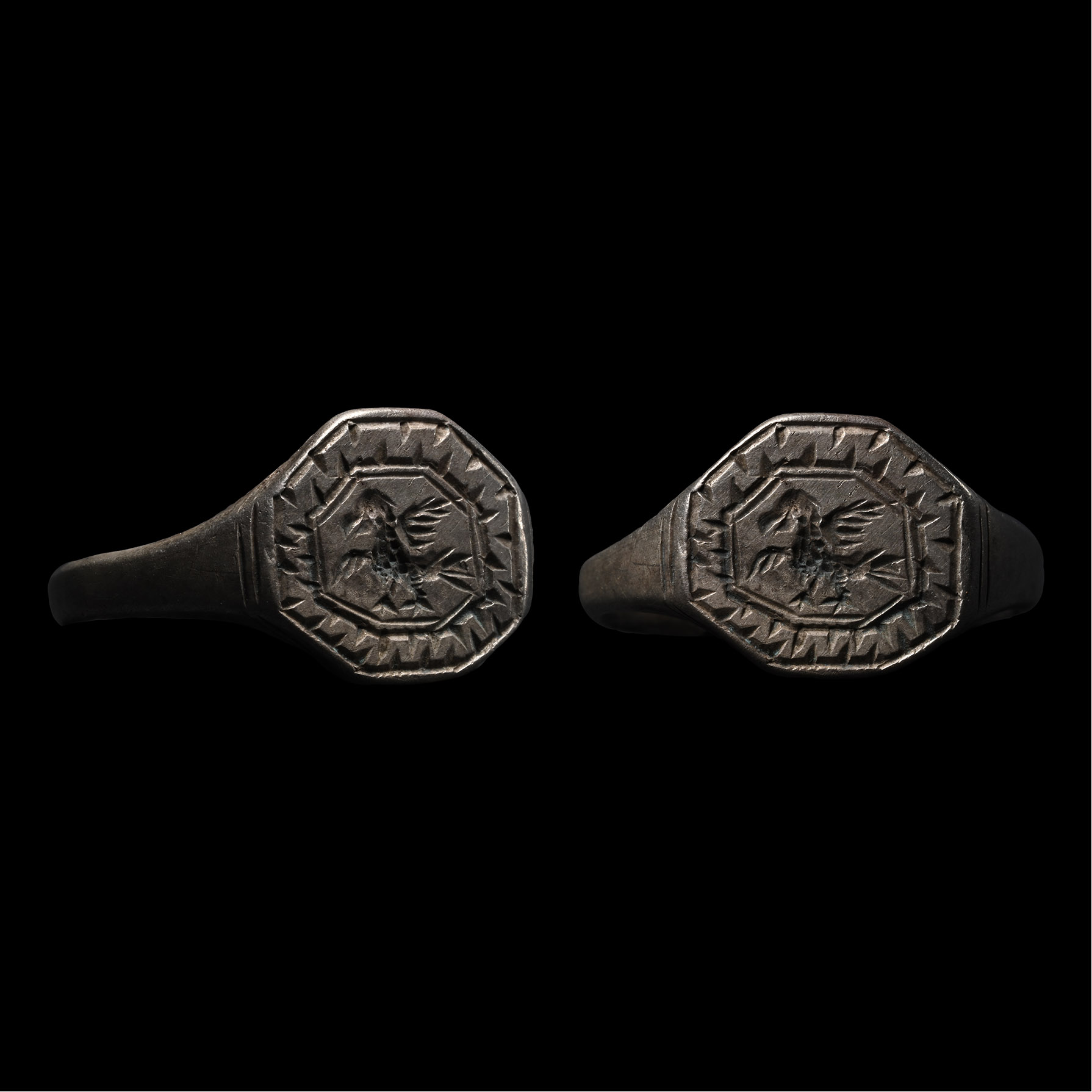 Medieval Silver Ring with Bird
