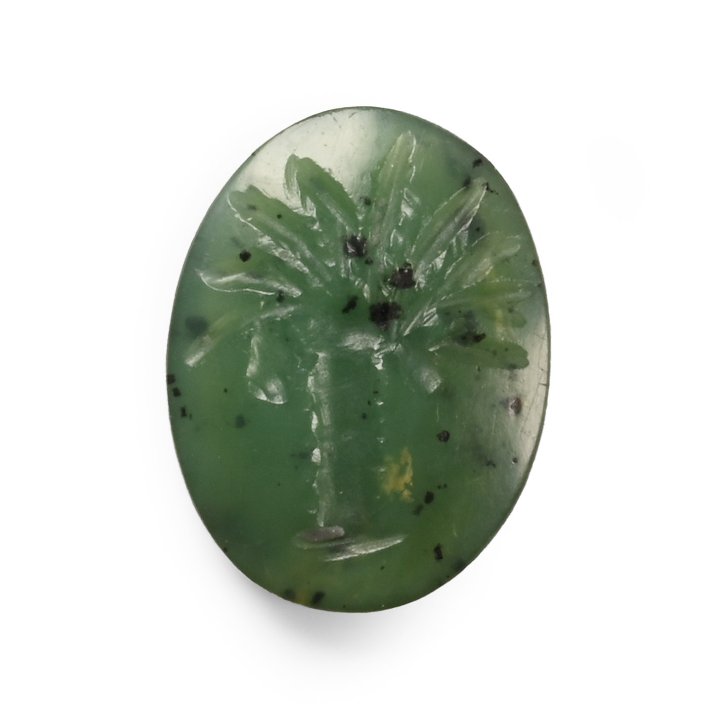 Roman Green Agate Gemstone Depicting a Palm Tree