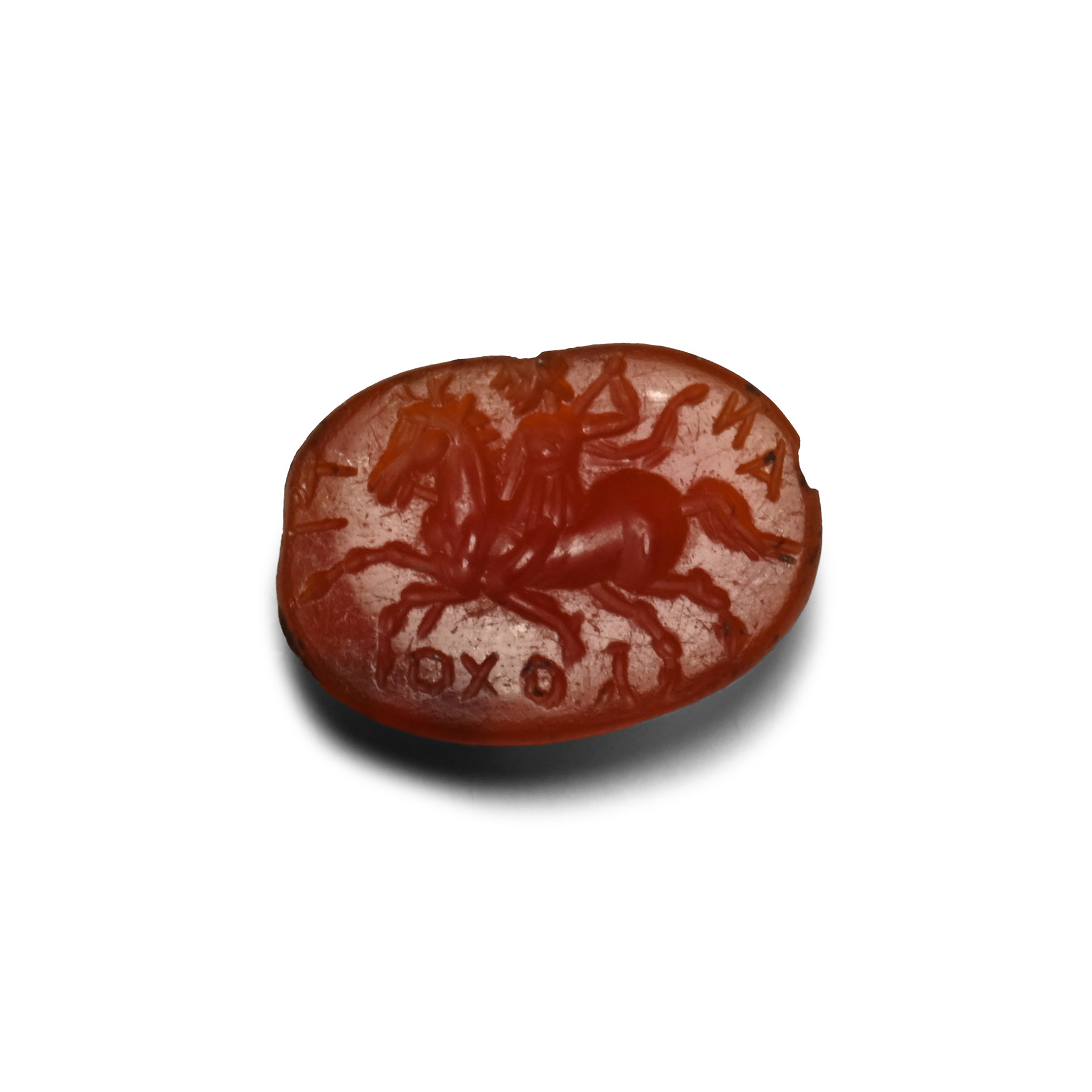 Roman Carnelian Gemstone with Horse Belonging to Antiochos