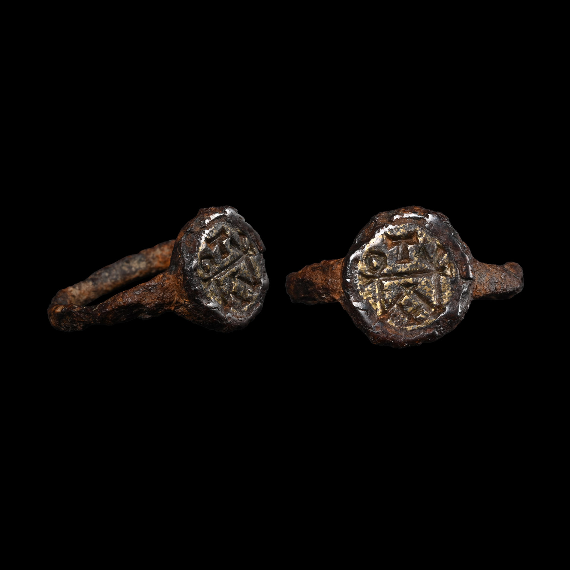 Byzantine Iron Ring with Silver-Gilt Bezel with Monogram of Consular Rank
