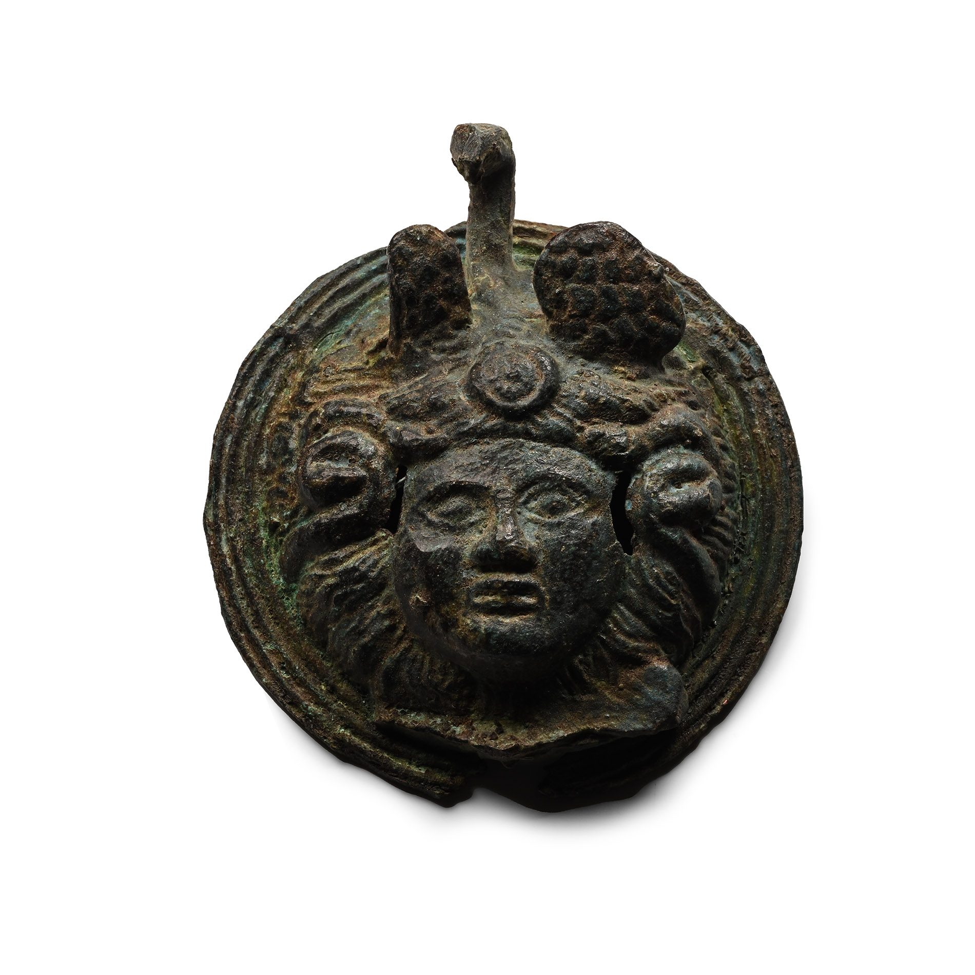 Roman Bronze Phalera with Medusa