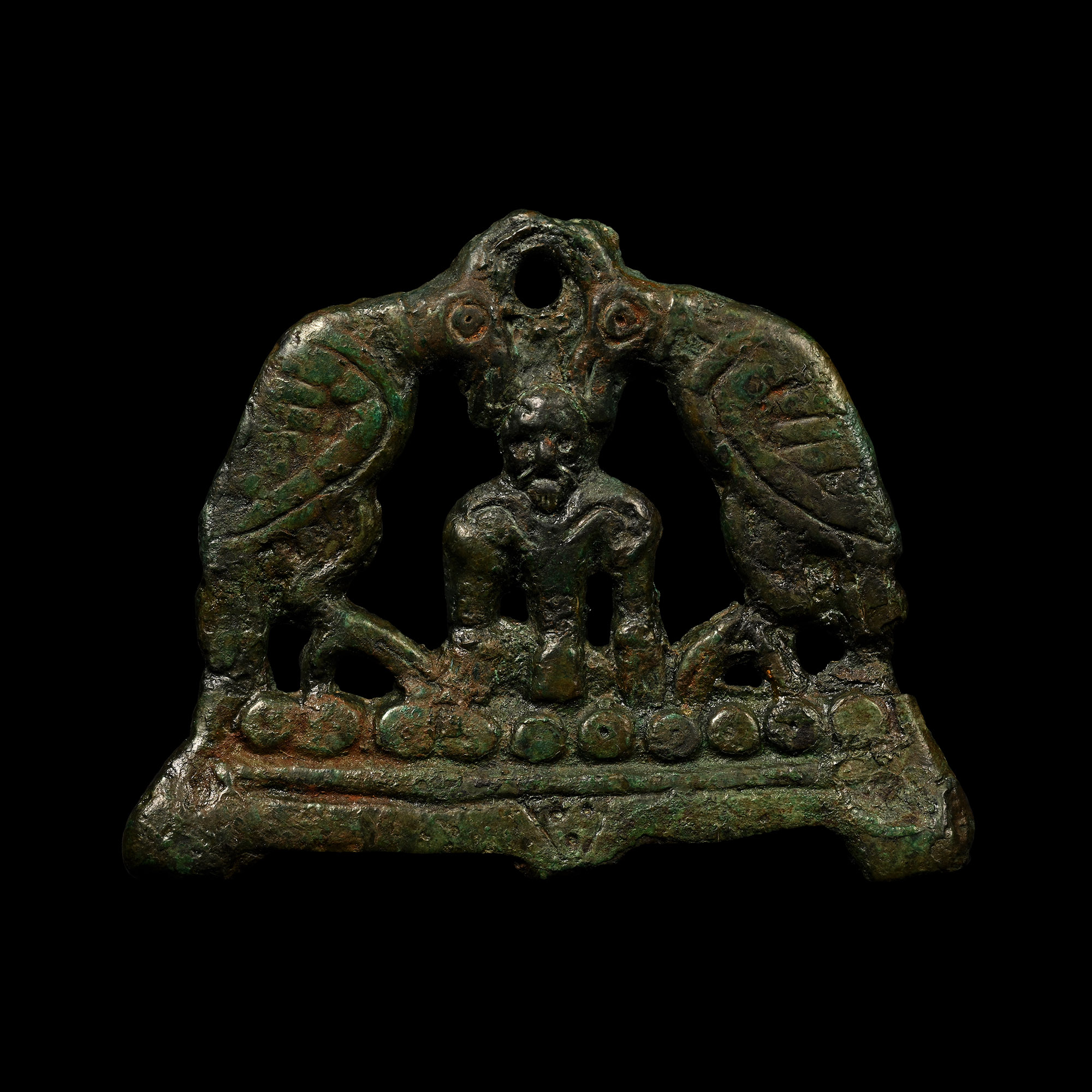 Viking Age Bronze Fire Steel with Odin and Ravens