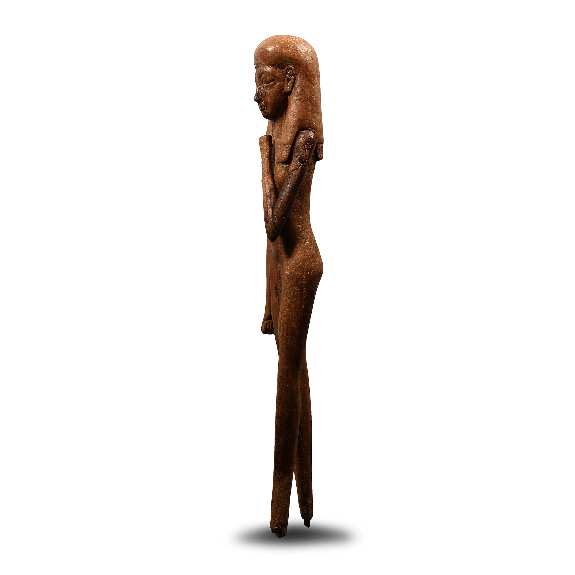 Large Egyptian Wooden Striding Female Figure