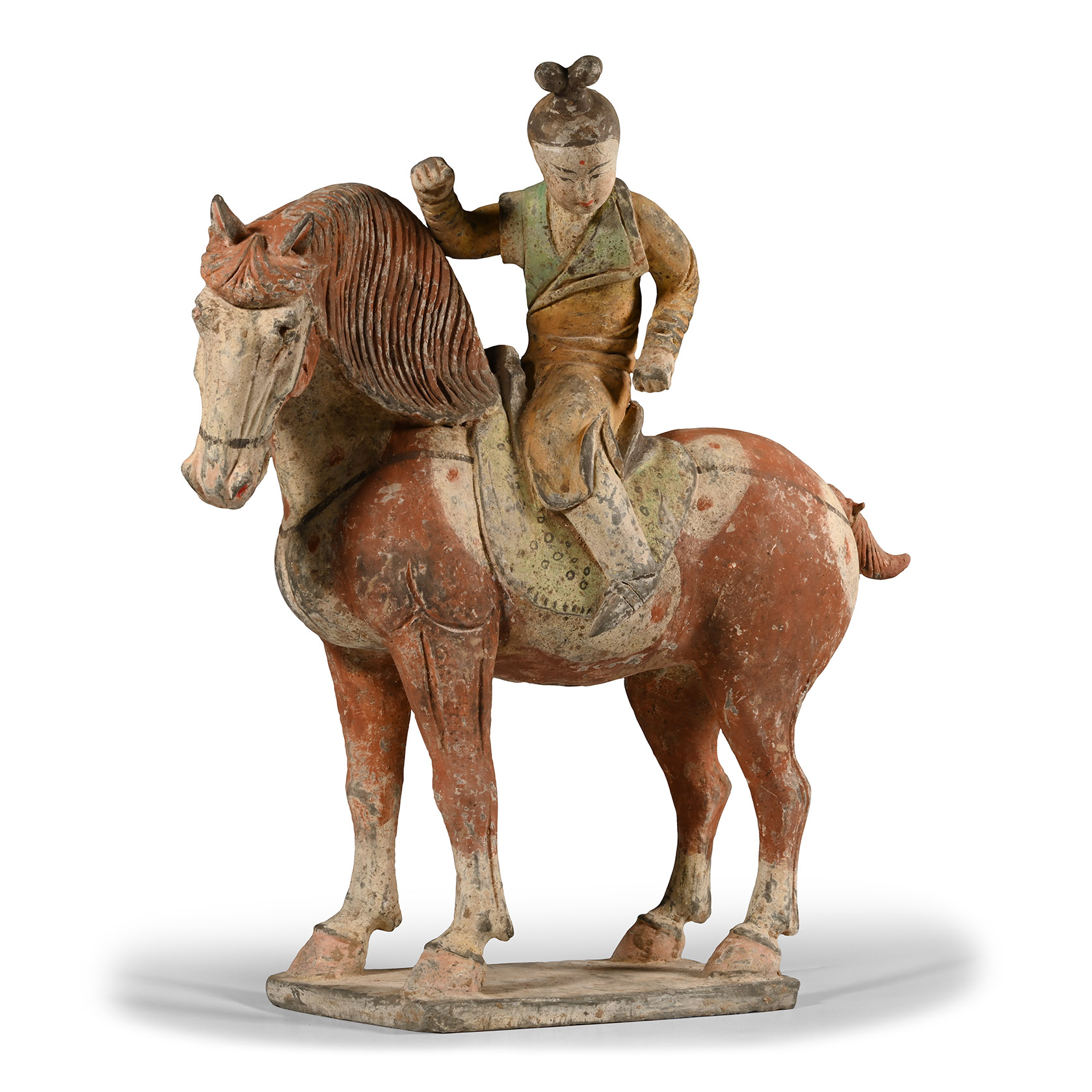 Chinese Red Terracotta Horse and Rider