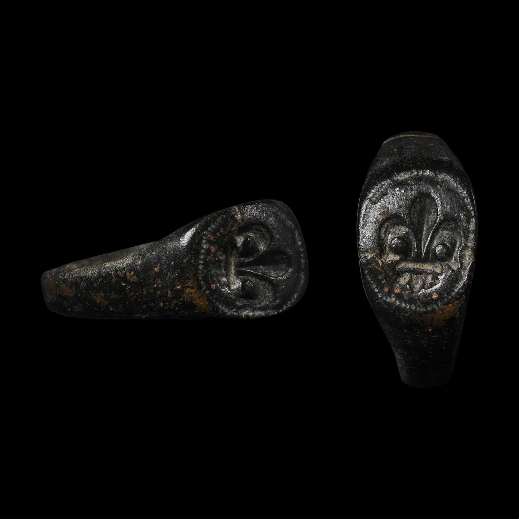 Medieval Bronze Ring with Fleur-de-Lys
