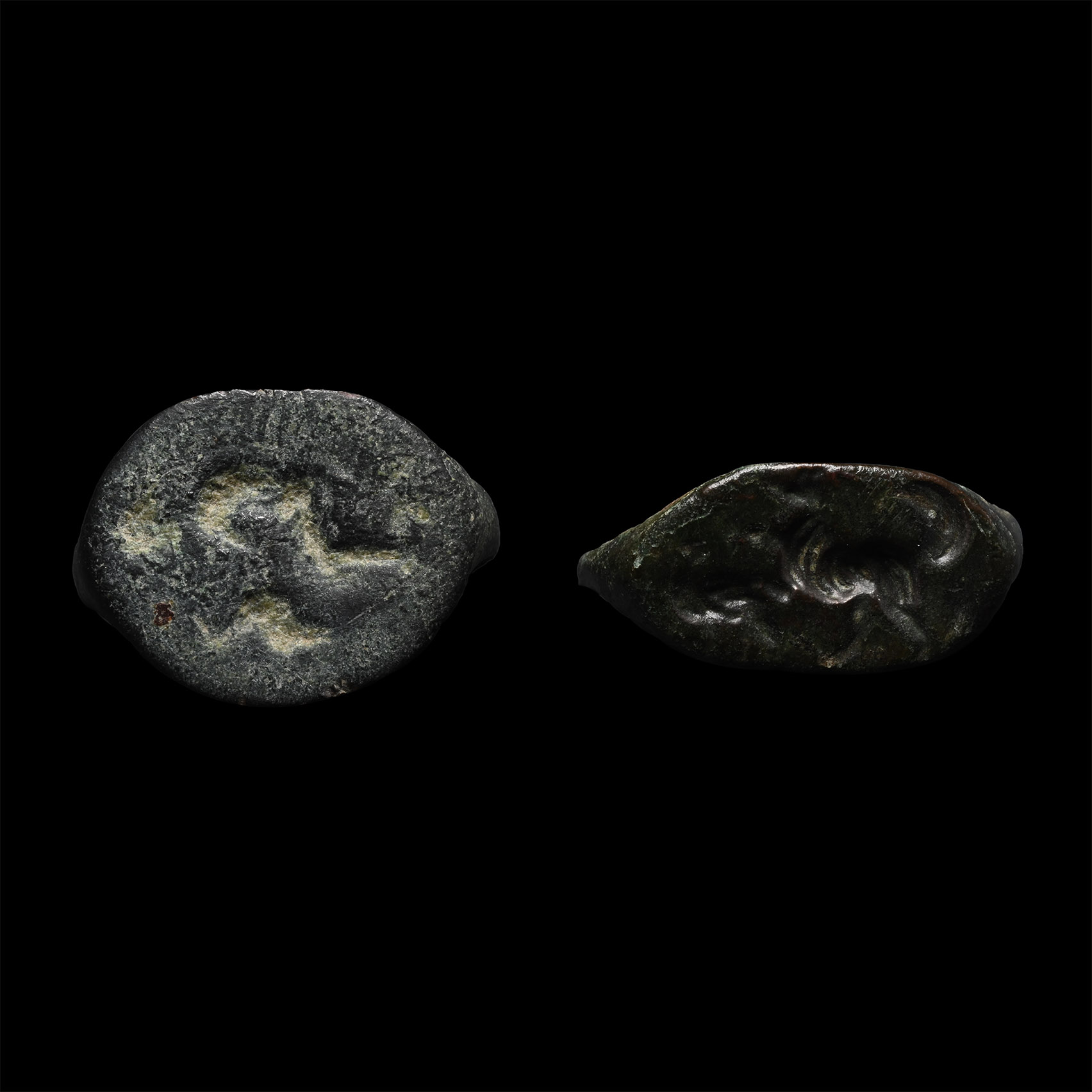 Greek Bronze Ring Bezel Group