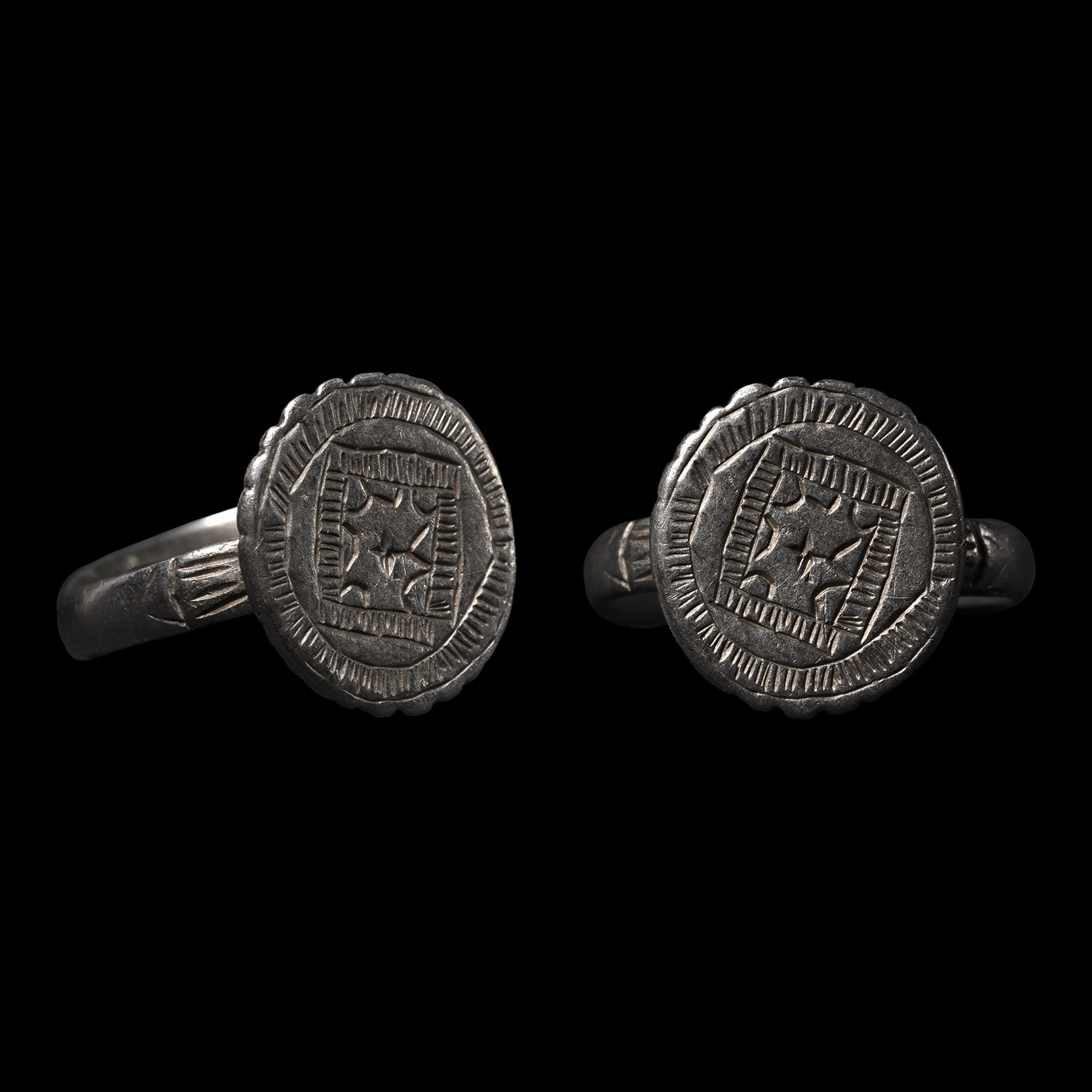 Medieval Silver Ring with Geometric Design