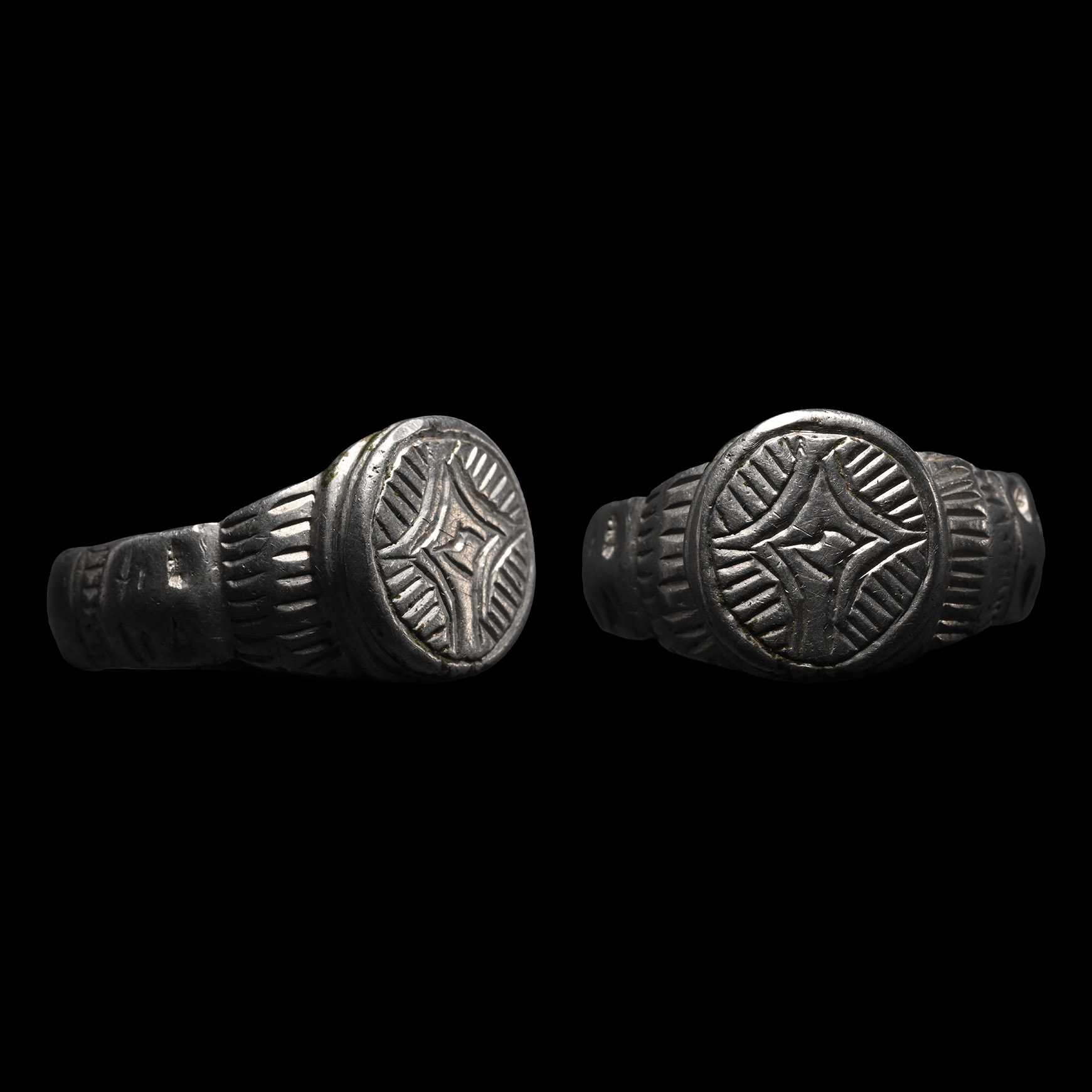 Medieval Silver Ring with Cross Design