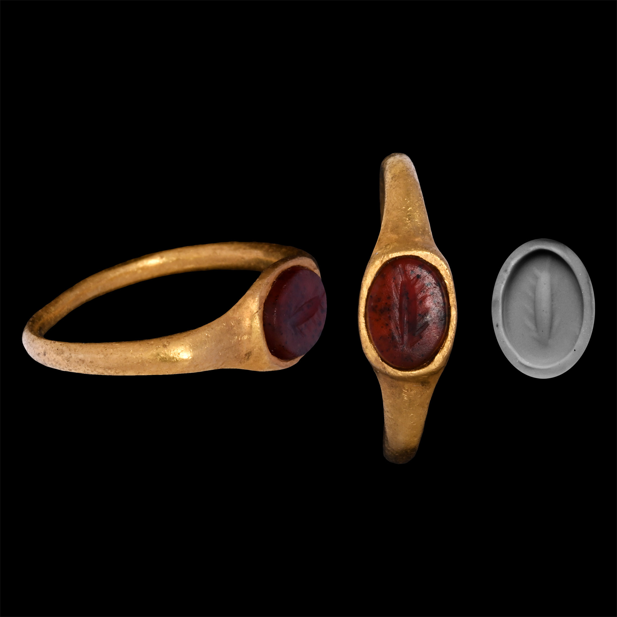 Roman Gold Ring with Ear of Wheat Gemstone