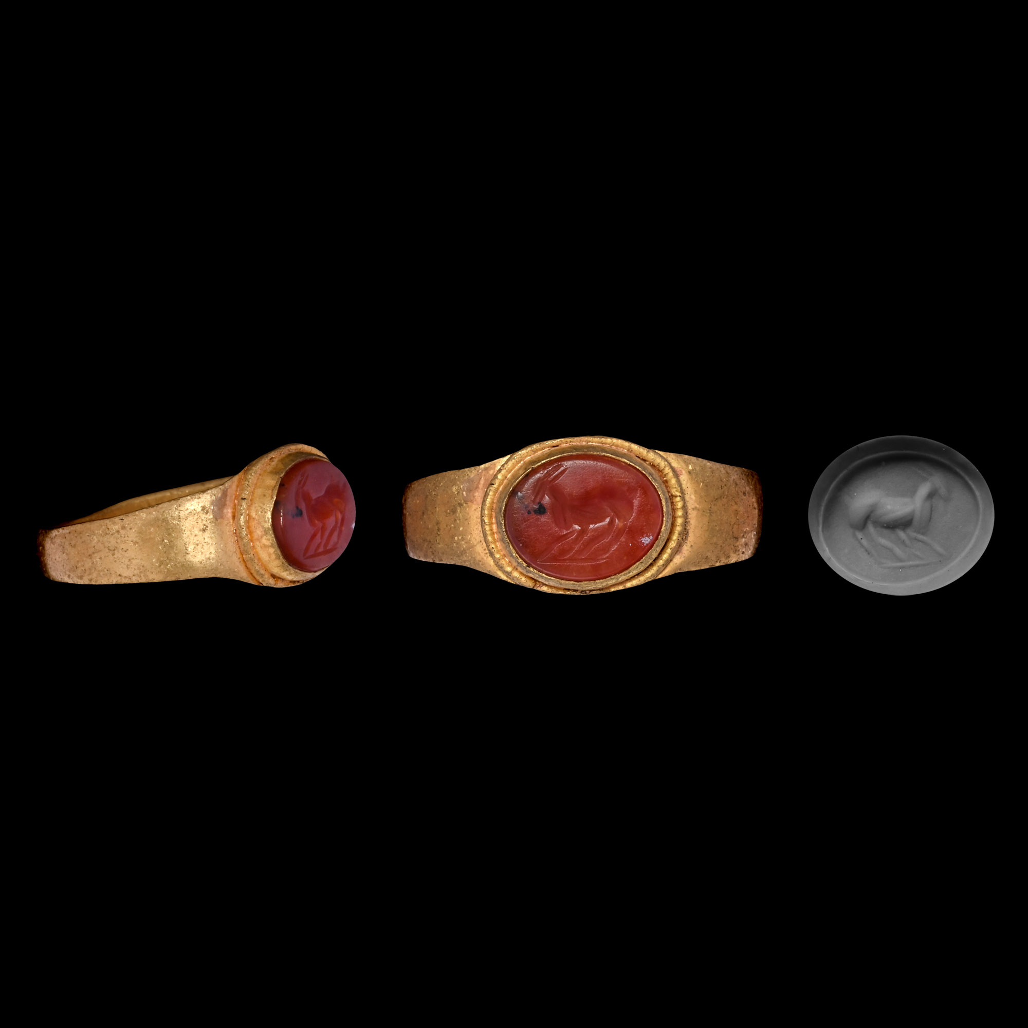 Roman Gold Ring with Goat Gemstone