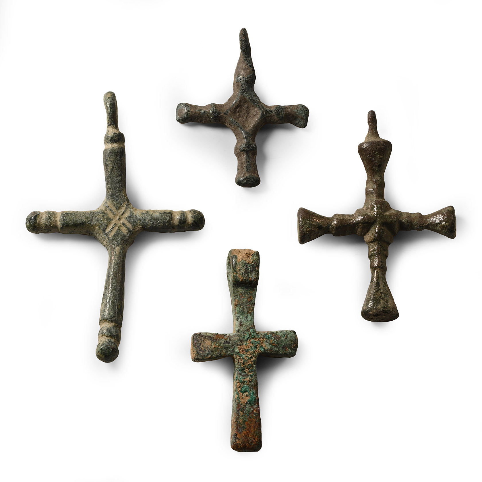 Byzantine Bronze Cross Pendant Group