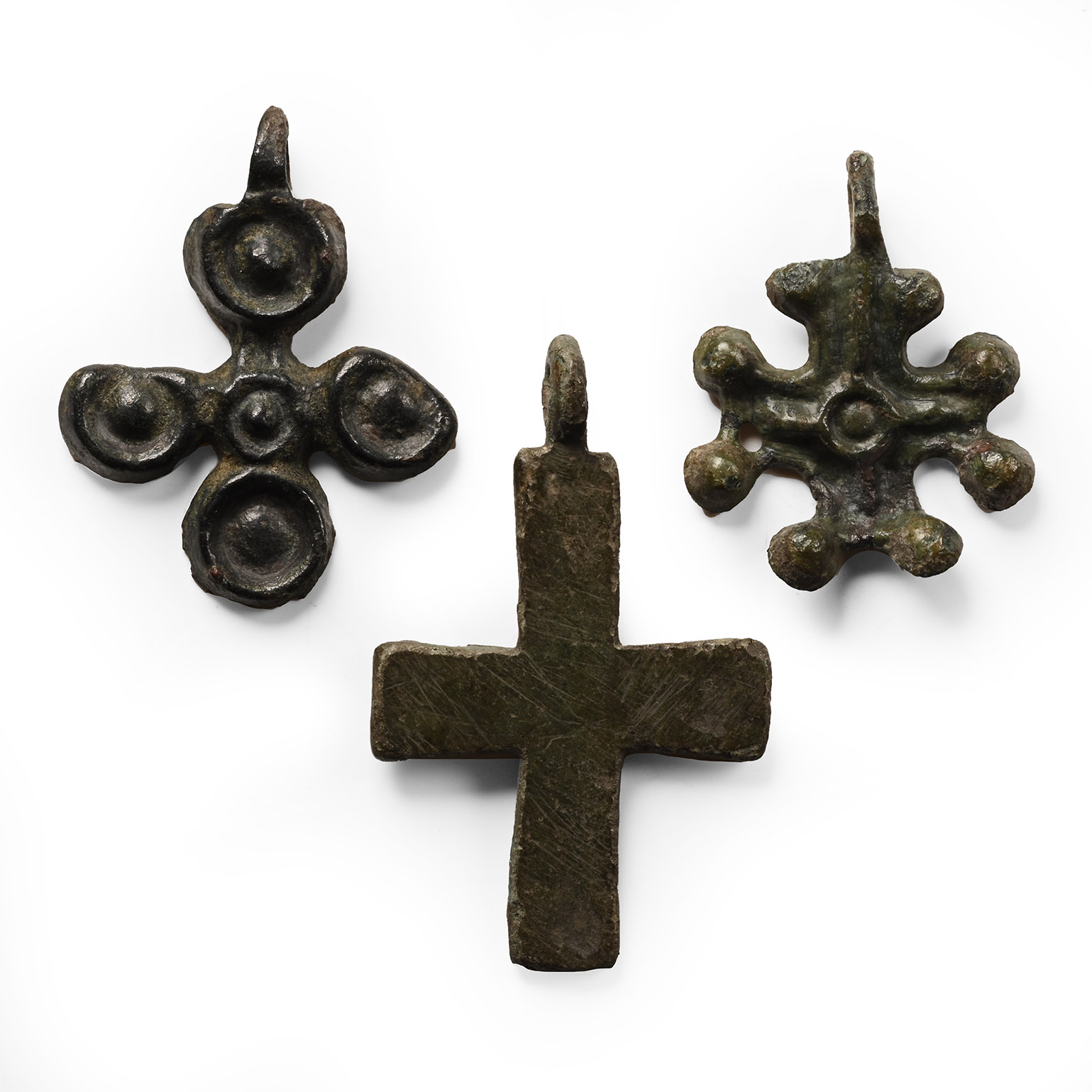 Byzantine Bronze Cross Pendant Group