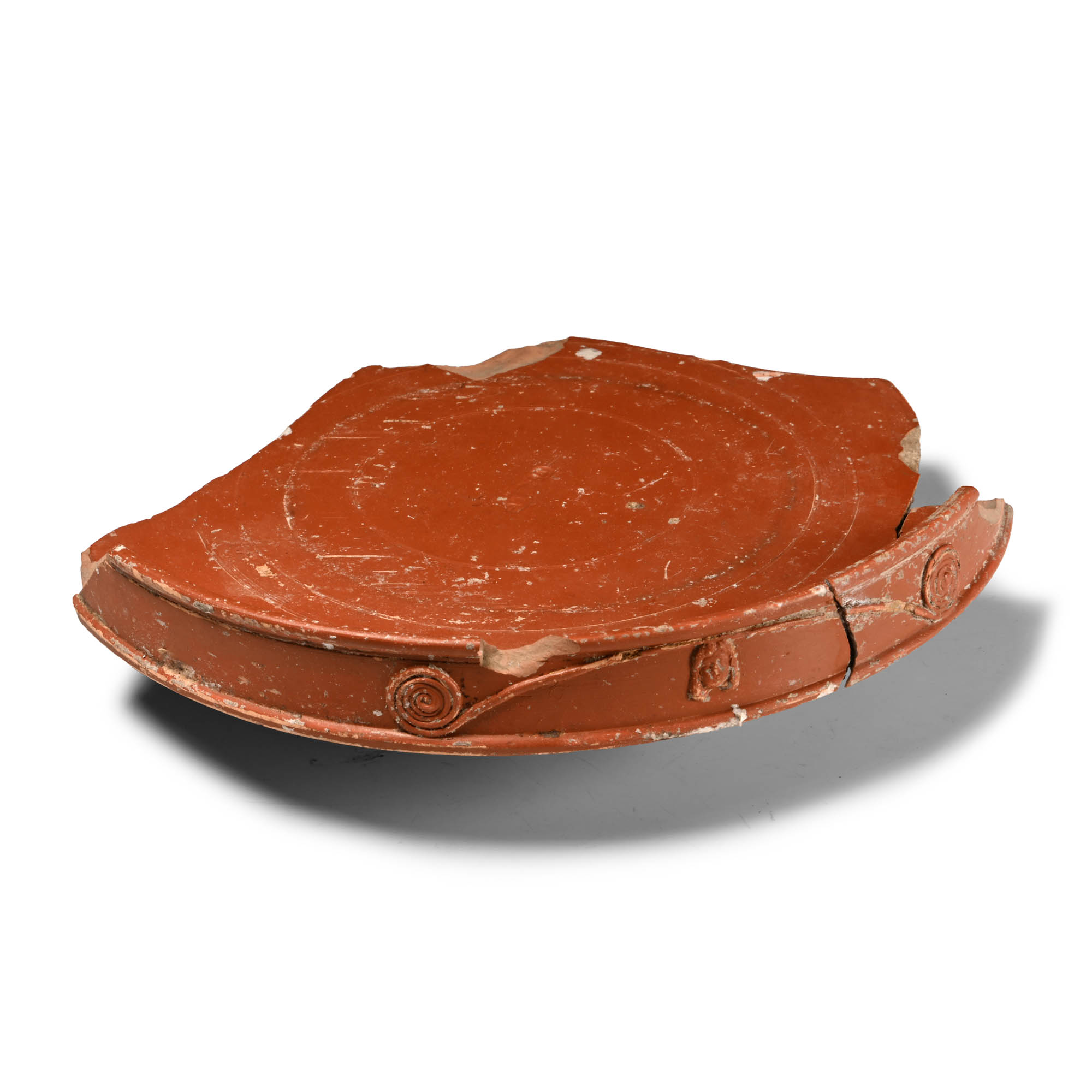 Roman Redware Footed Dish Fragment with Maker's Mark