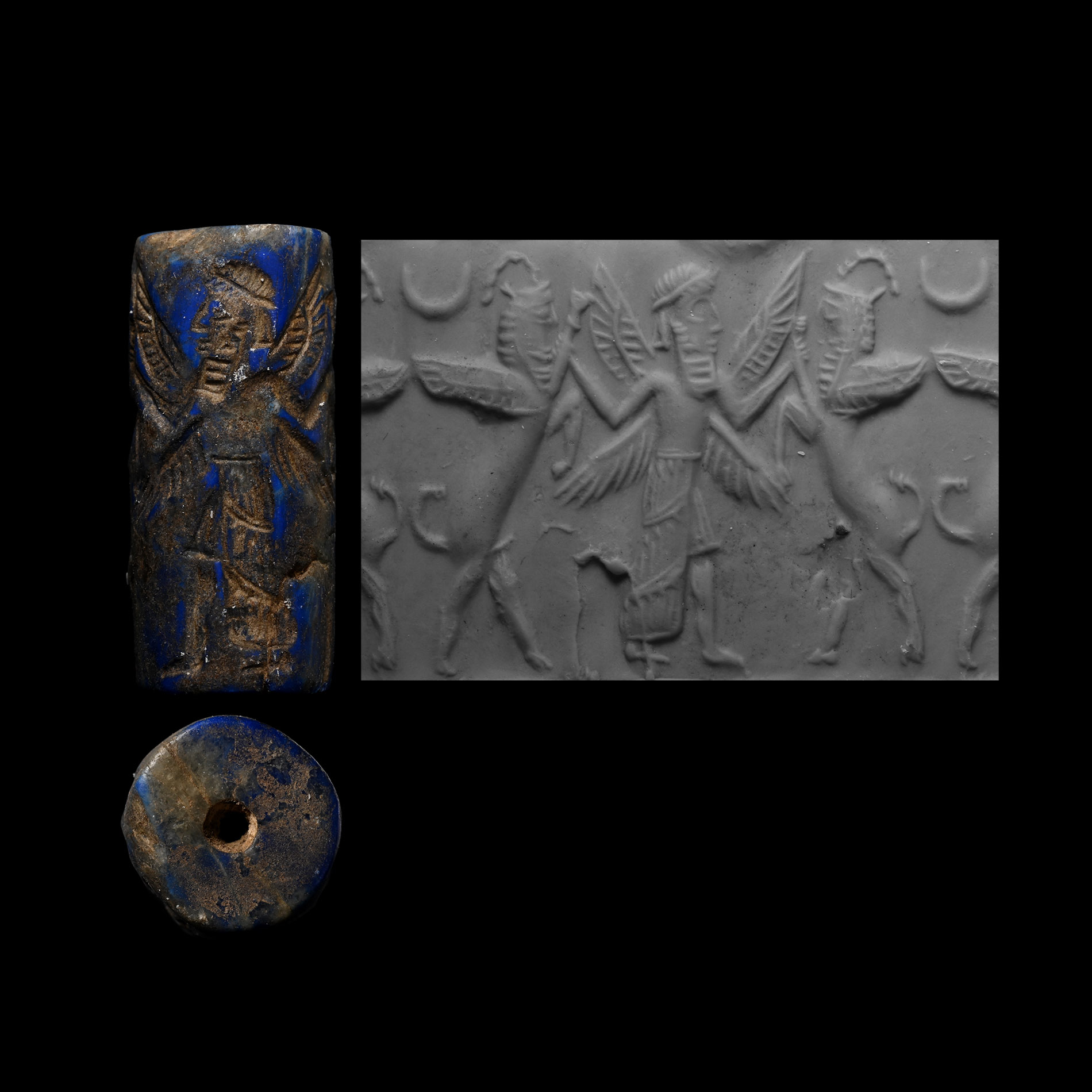 Mesopotamian Stone Cylinder Seal with Combat Scene
