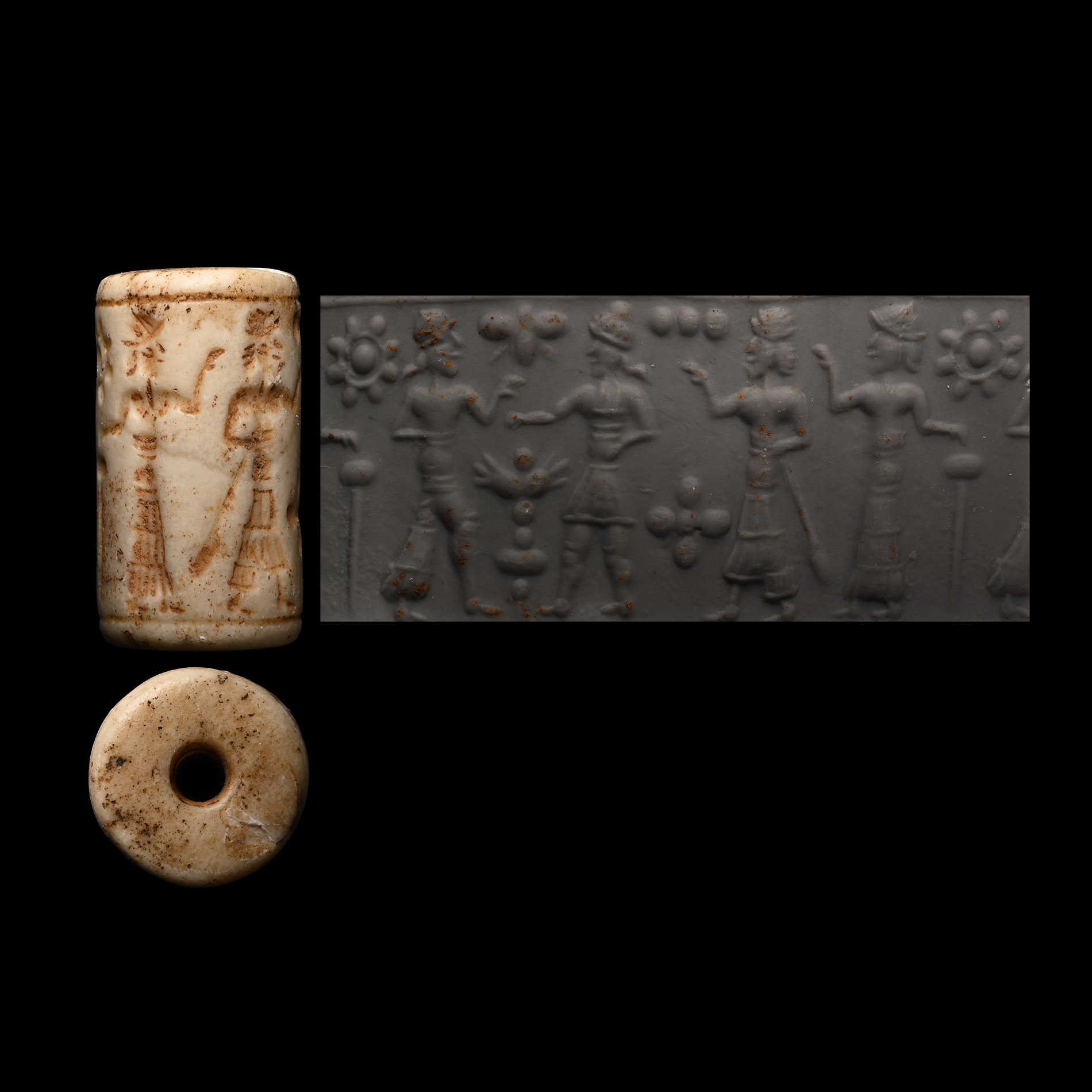 Mesopotamian White Stone Cylinder Seal