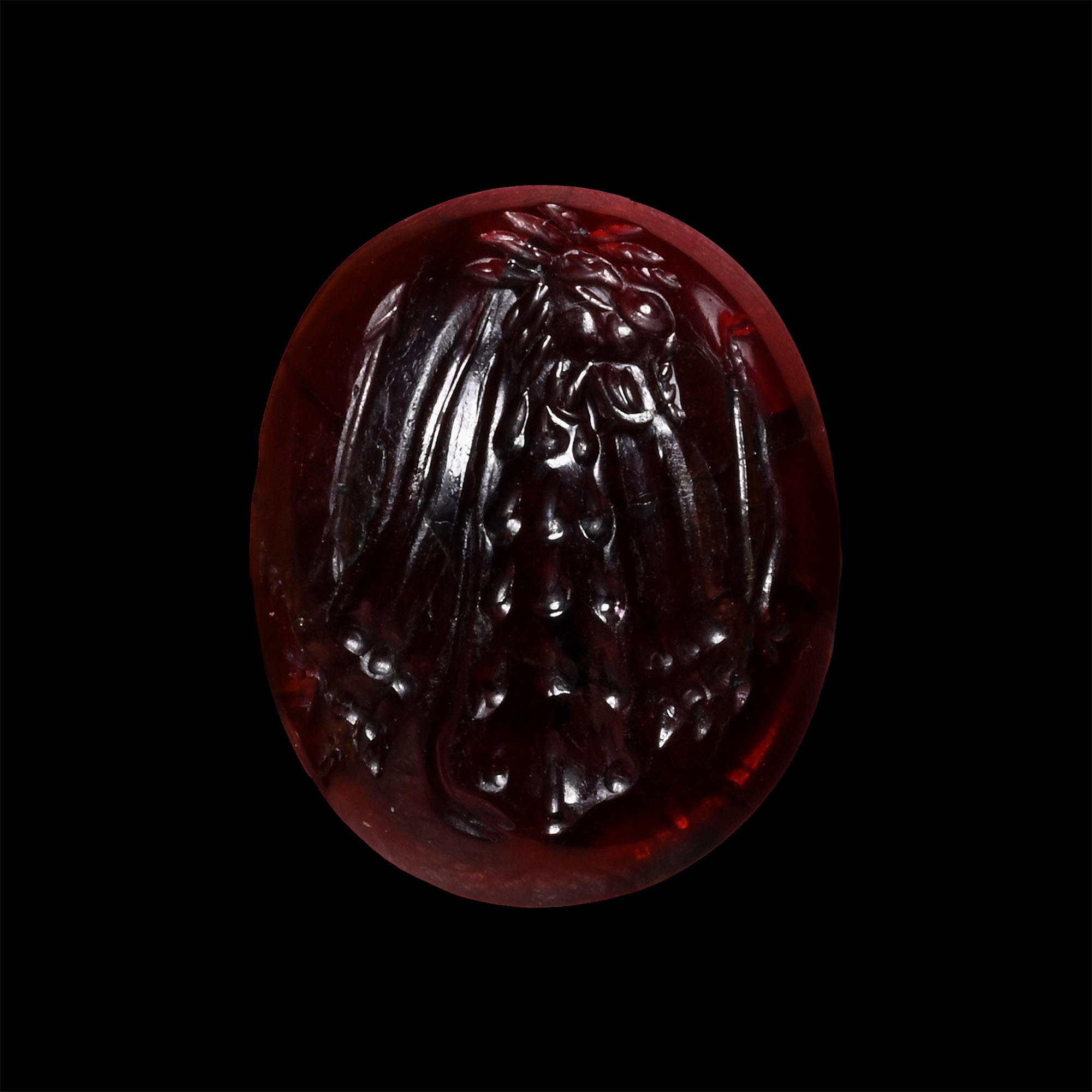 Hellenistic Garnet Gemstone with Hercules Club and Lionskin