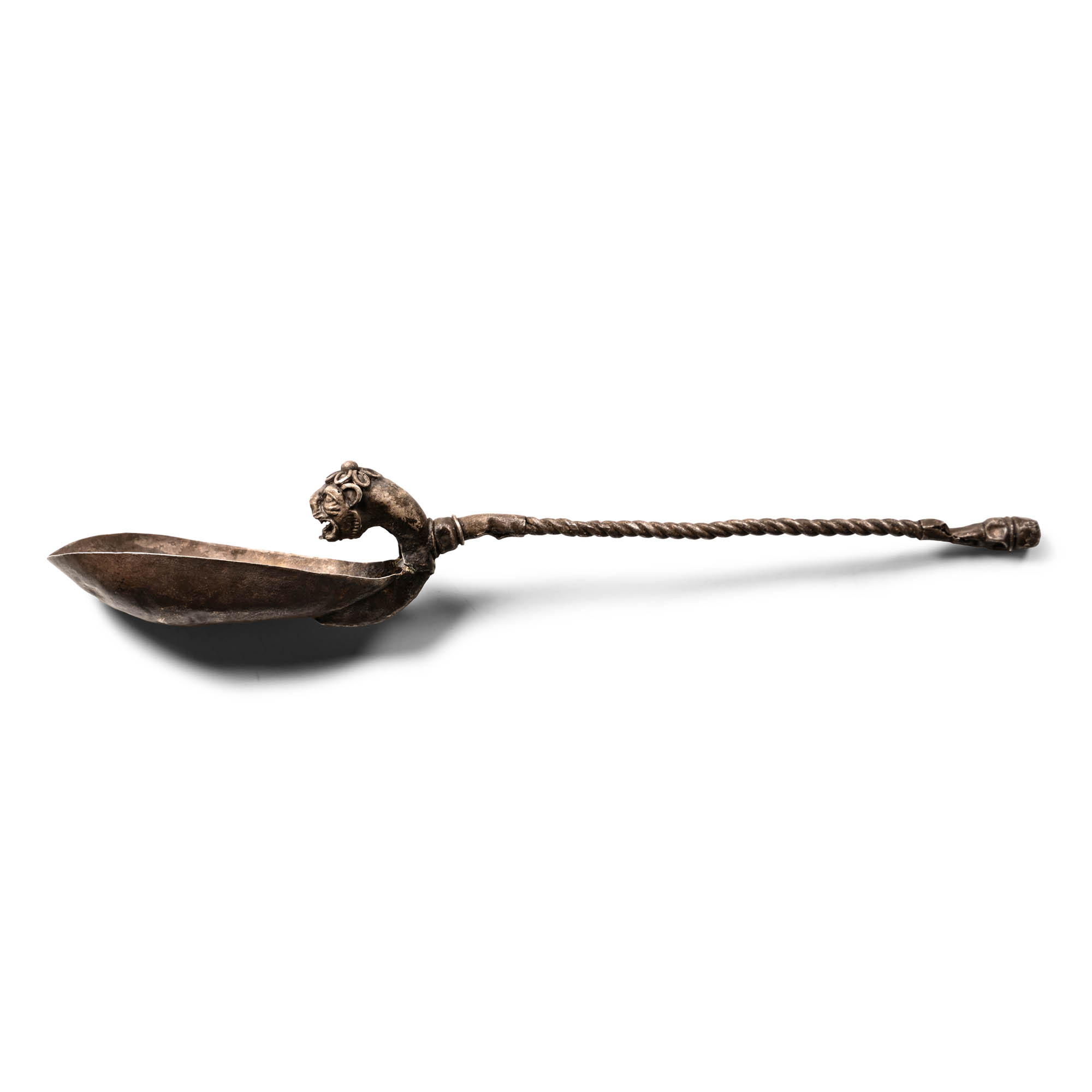 Graeco-Roman Silver Spoon with Lion Head