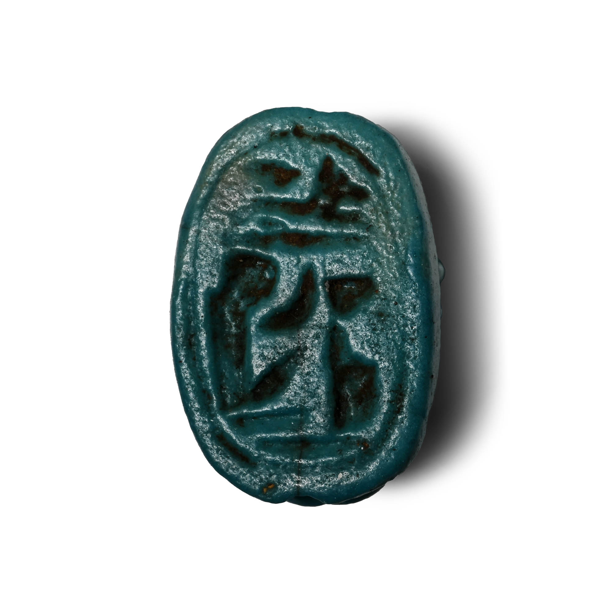 Egyptian Faience Scarab with Hieroglyphs