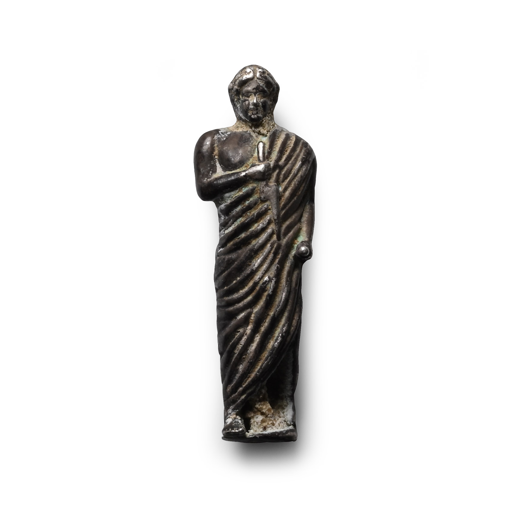 Roman Silver Statuette of a Togate Male