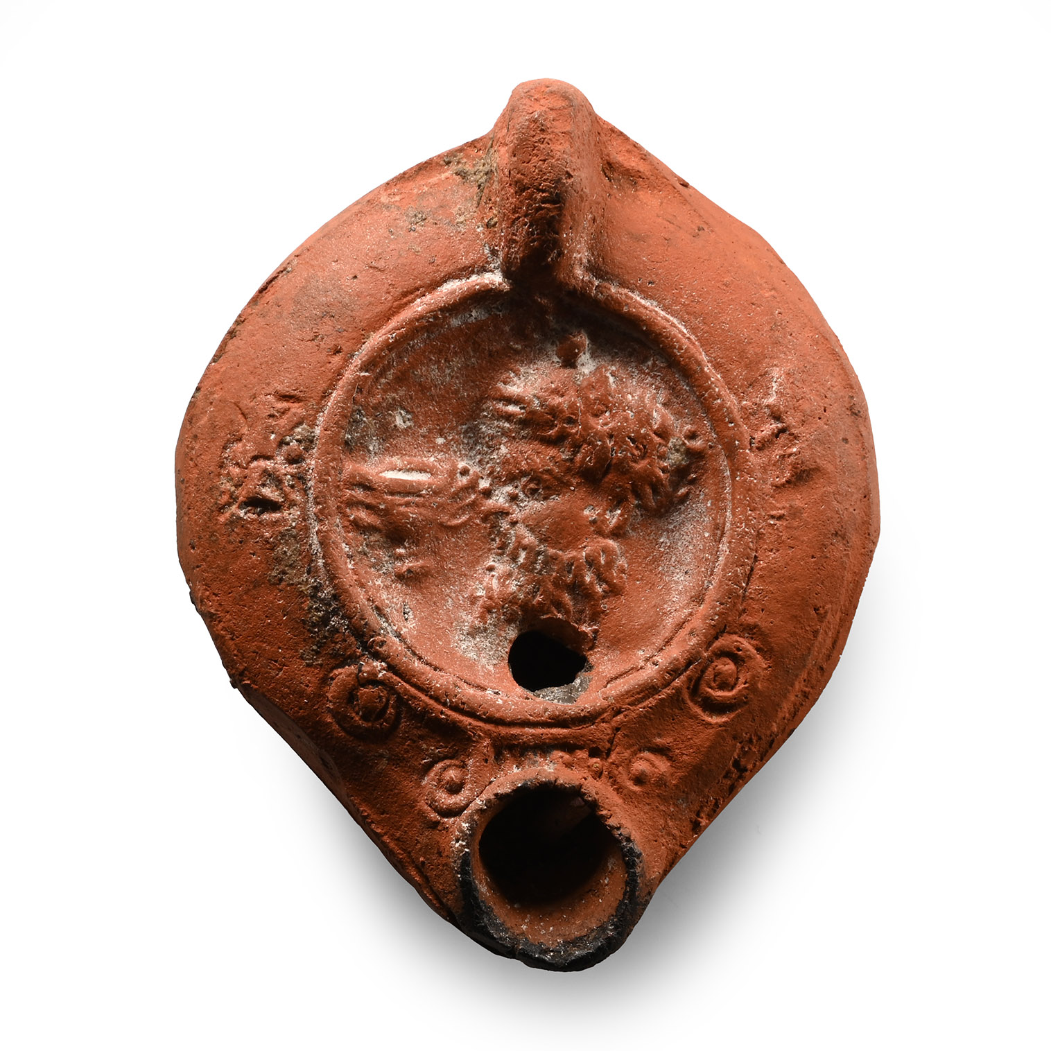 Roman Terracotta Oil Lamp with Silenus