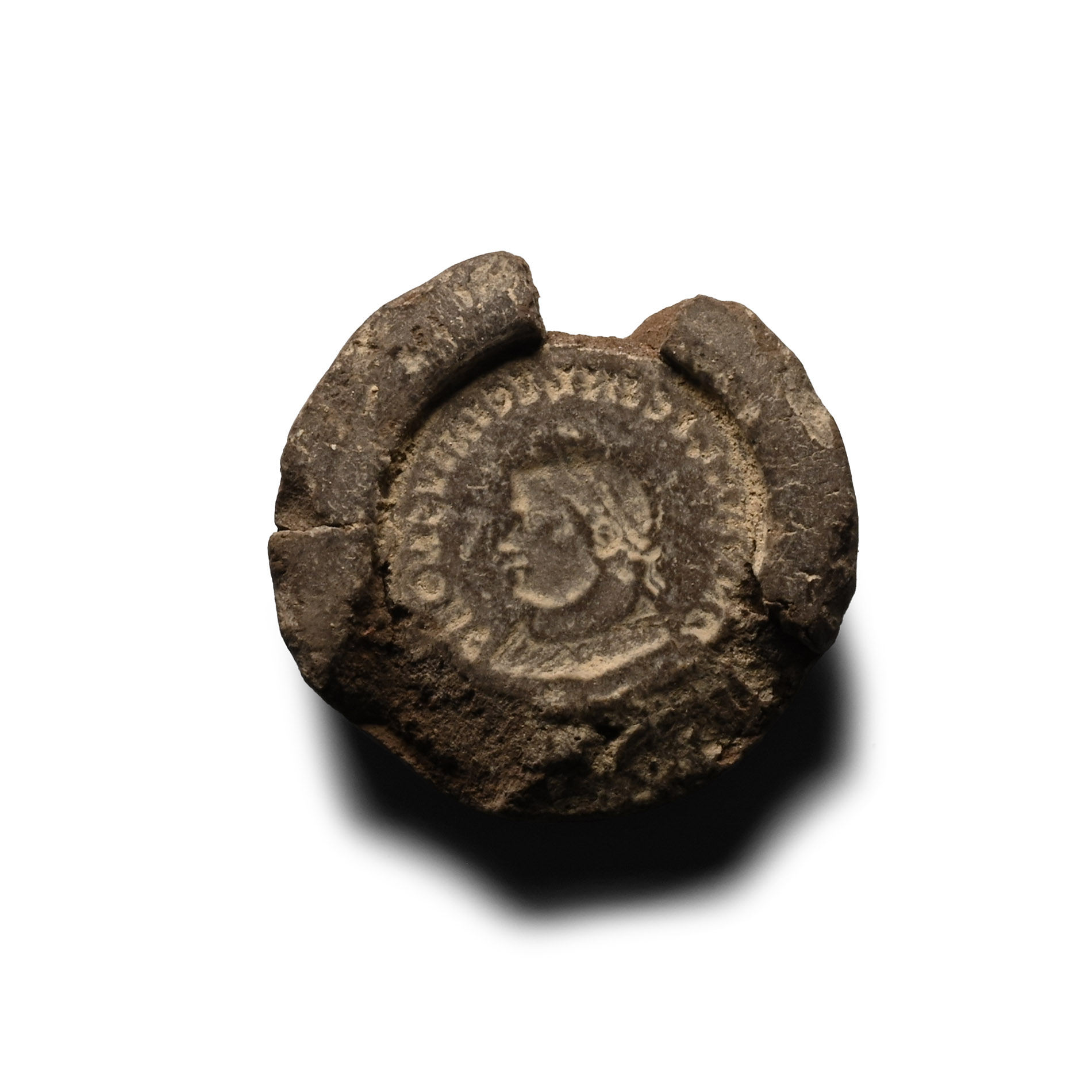 Roman Bifacial Terracotta Forger's Coin Mould