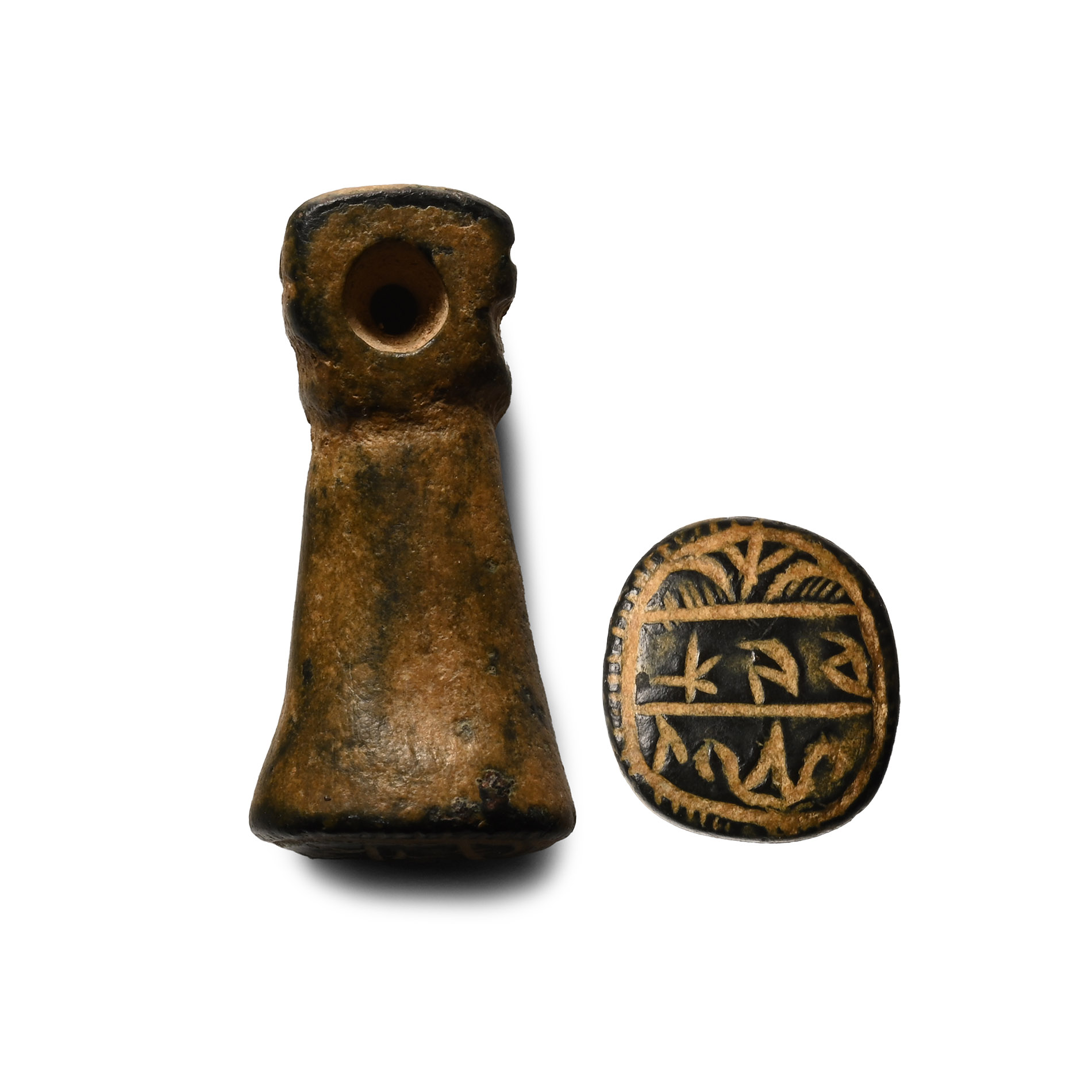 Byzantine Bronze Stamp Seal with Inscription