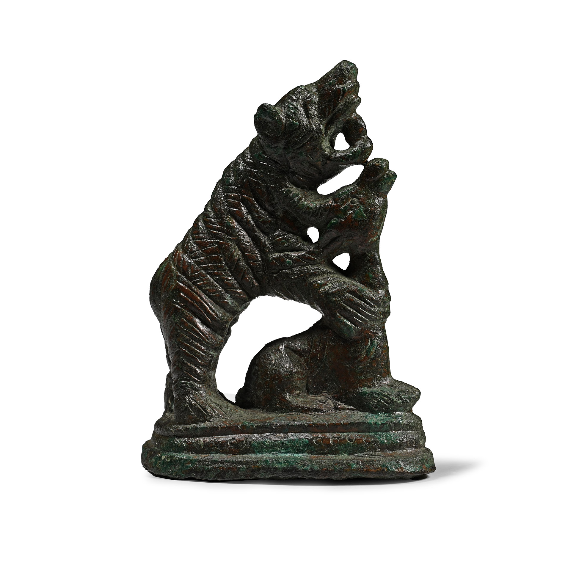 Roman Bronze Statue of a Bear Killing a Deer