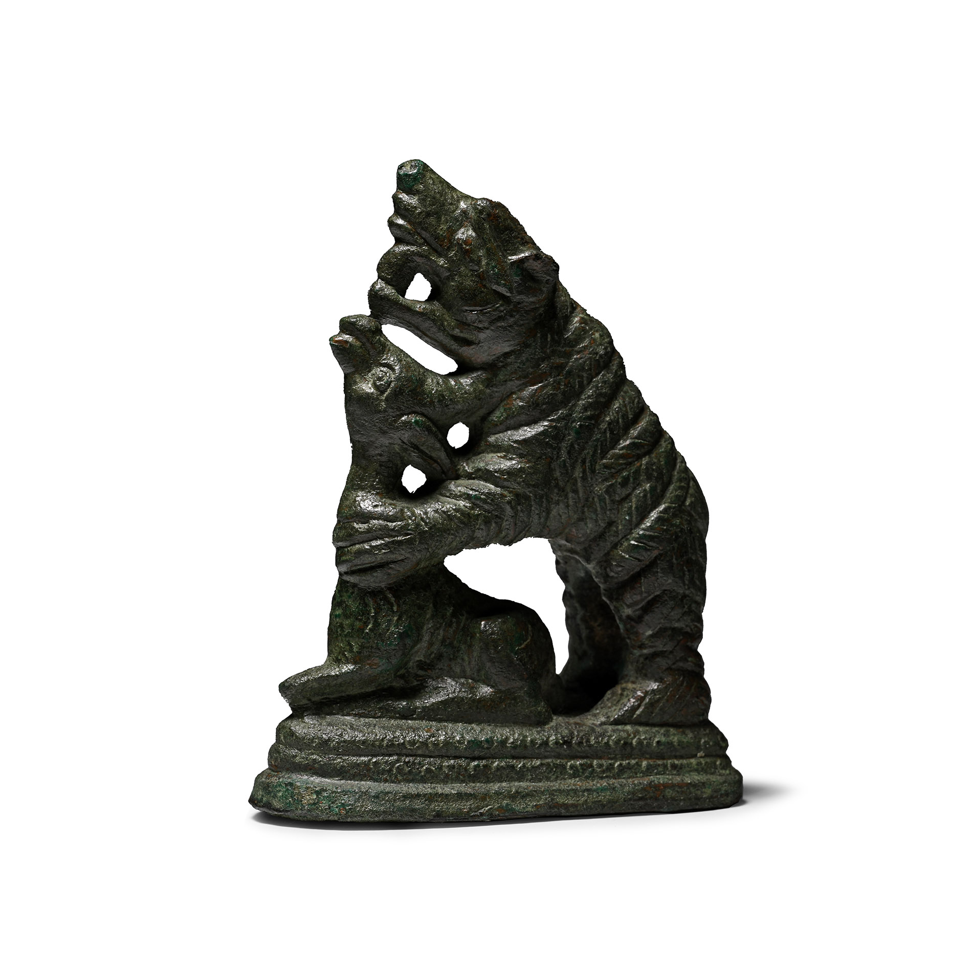 Roman Bronze Statue of a Bear Killing a Deer