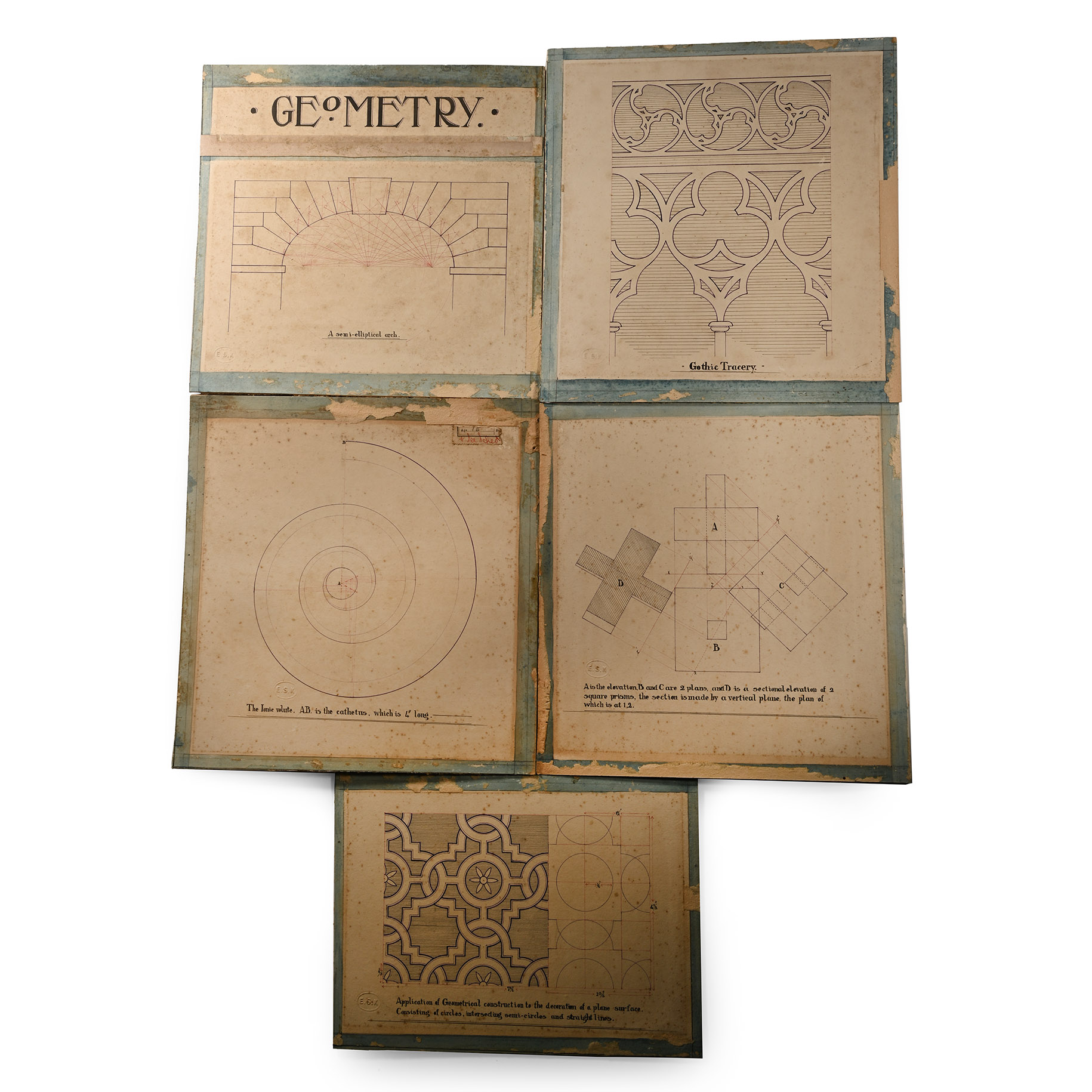 Group of Studies of Gothic Tracery and Geometric Drawings