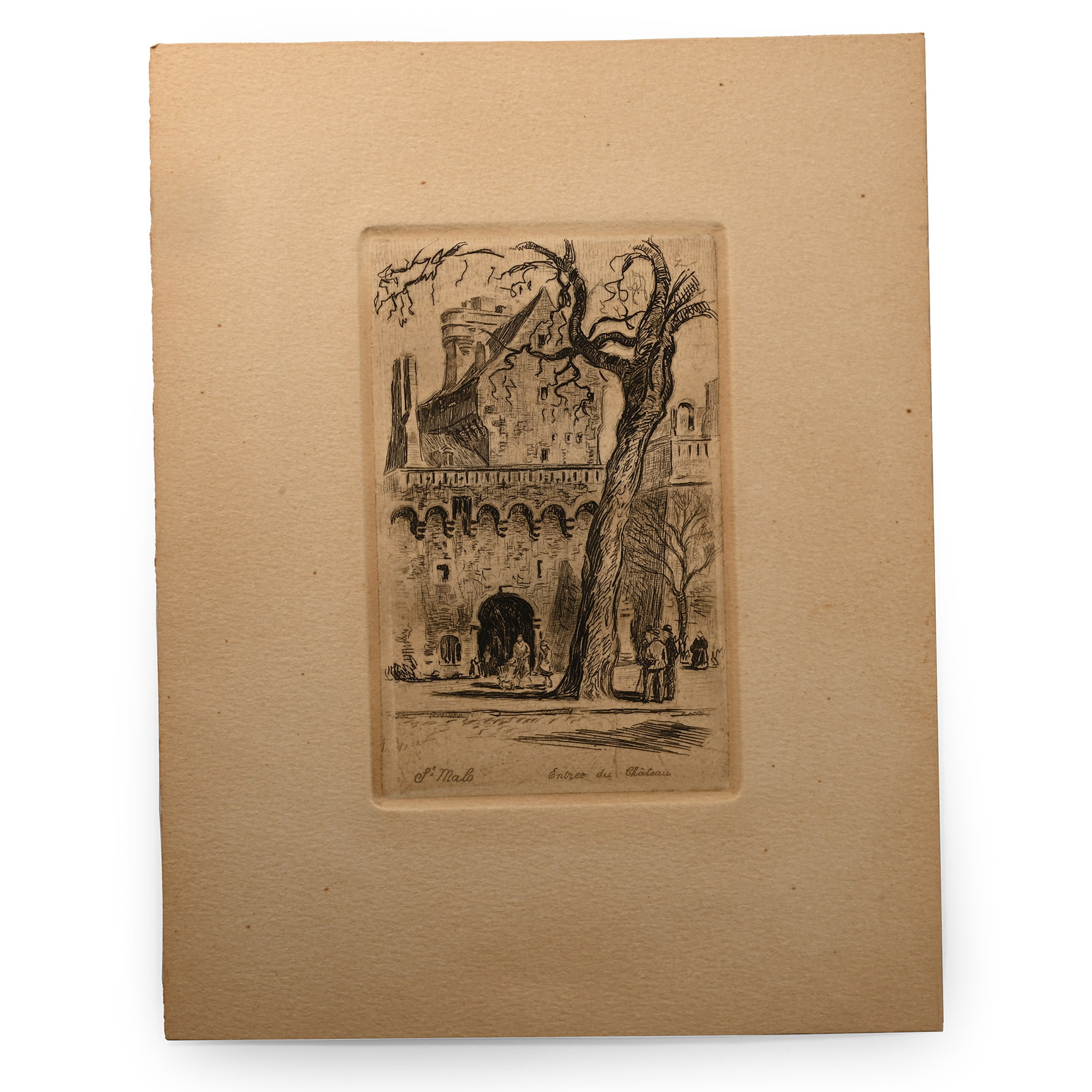 Etching of St Malo Entree du Chateau