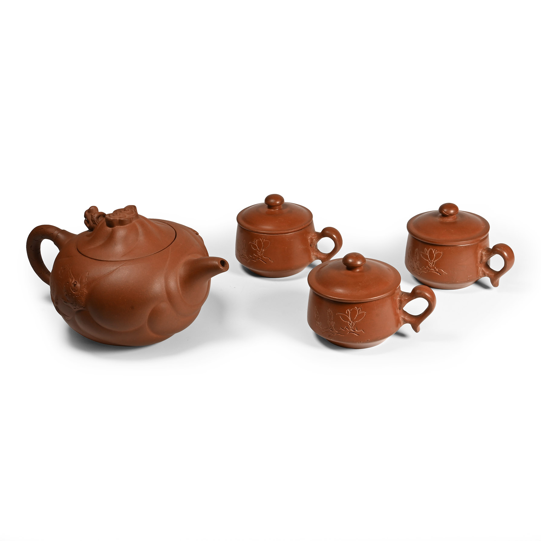 Chinese Terracotta Tea Pot and Cups
