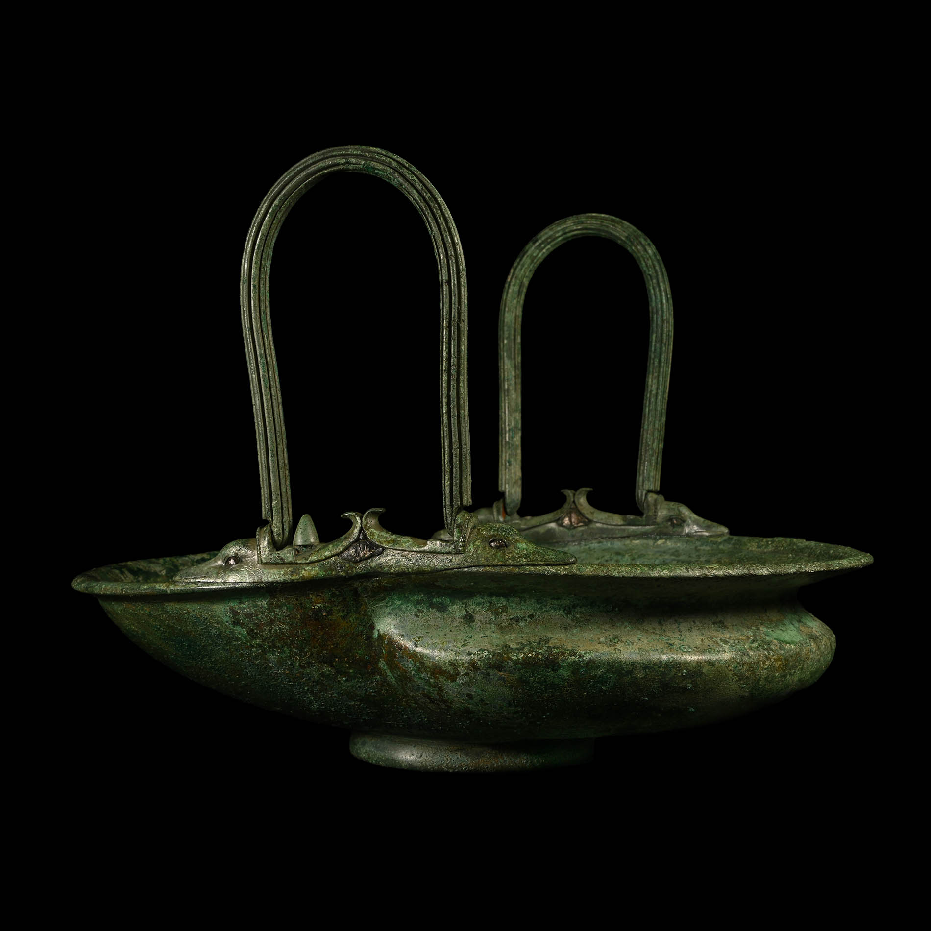Roman Bronze Vessel with Folding Handles