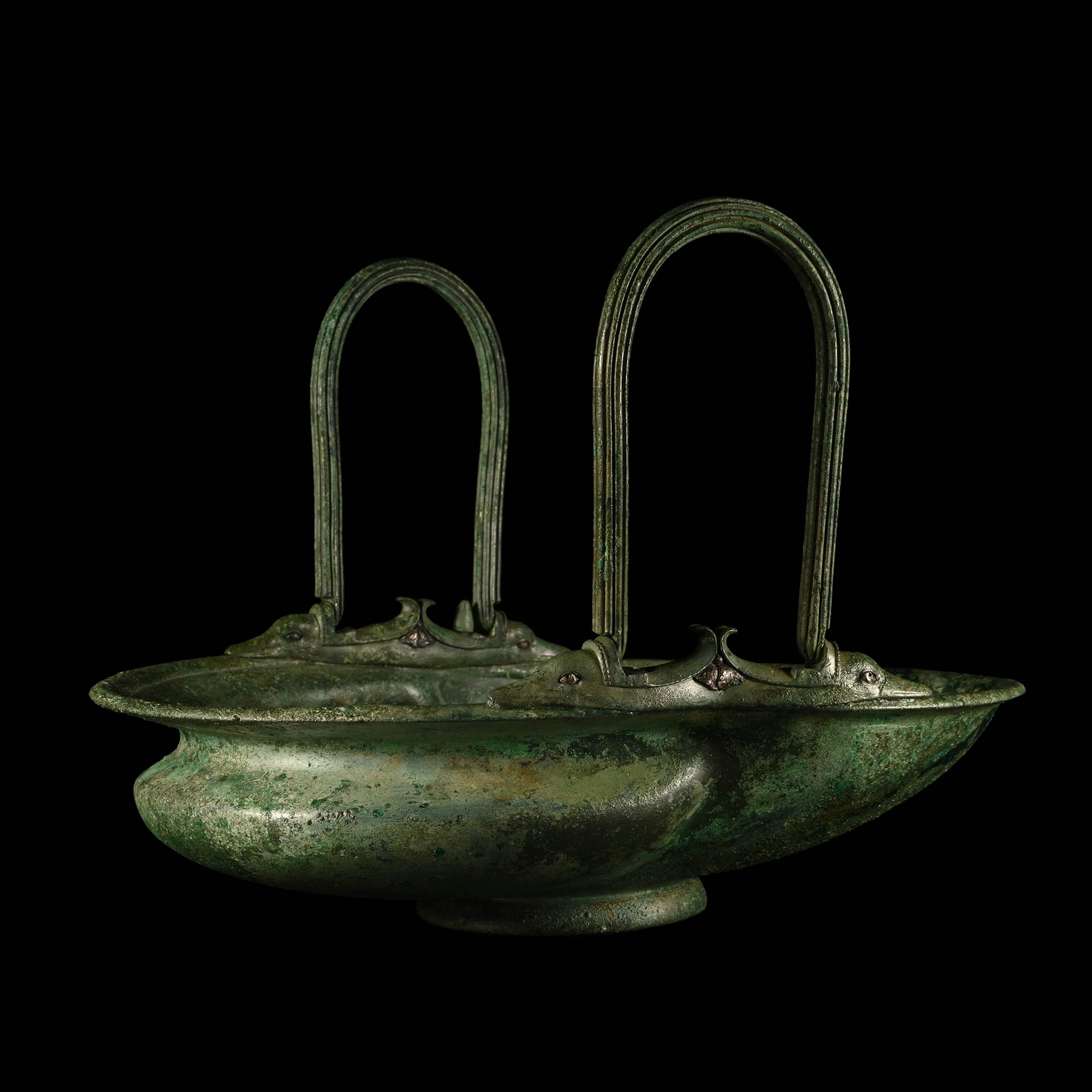 Roman Bronze Vessel with Folding Handles