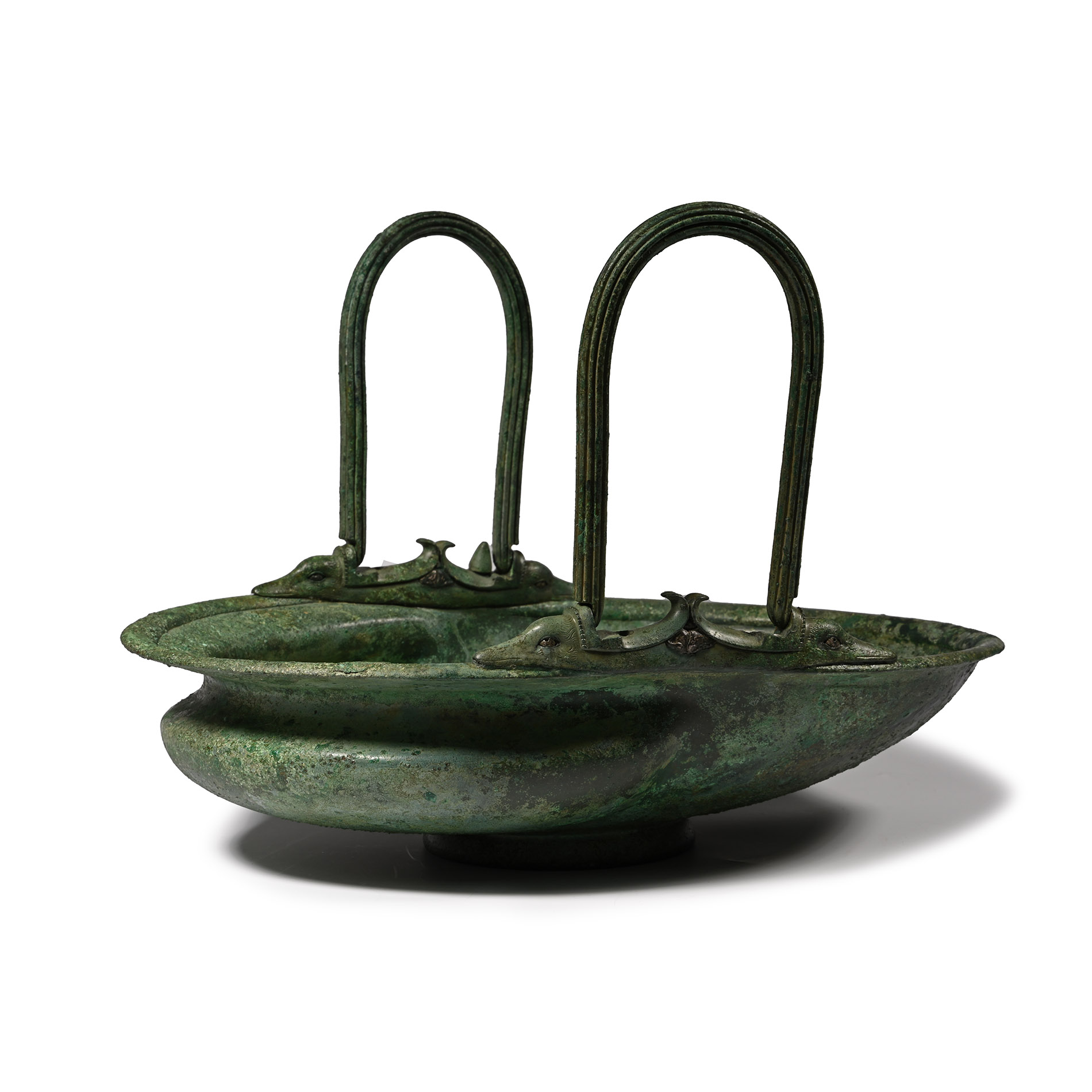 Roman Bronze Vessel with Folding Handles
