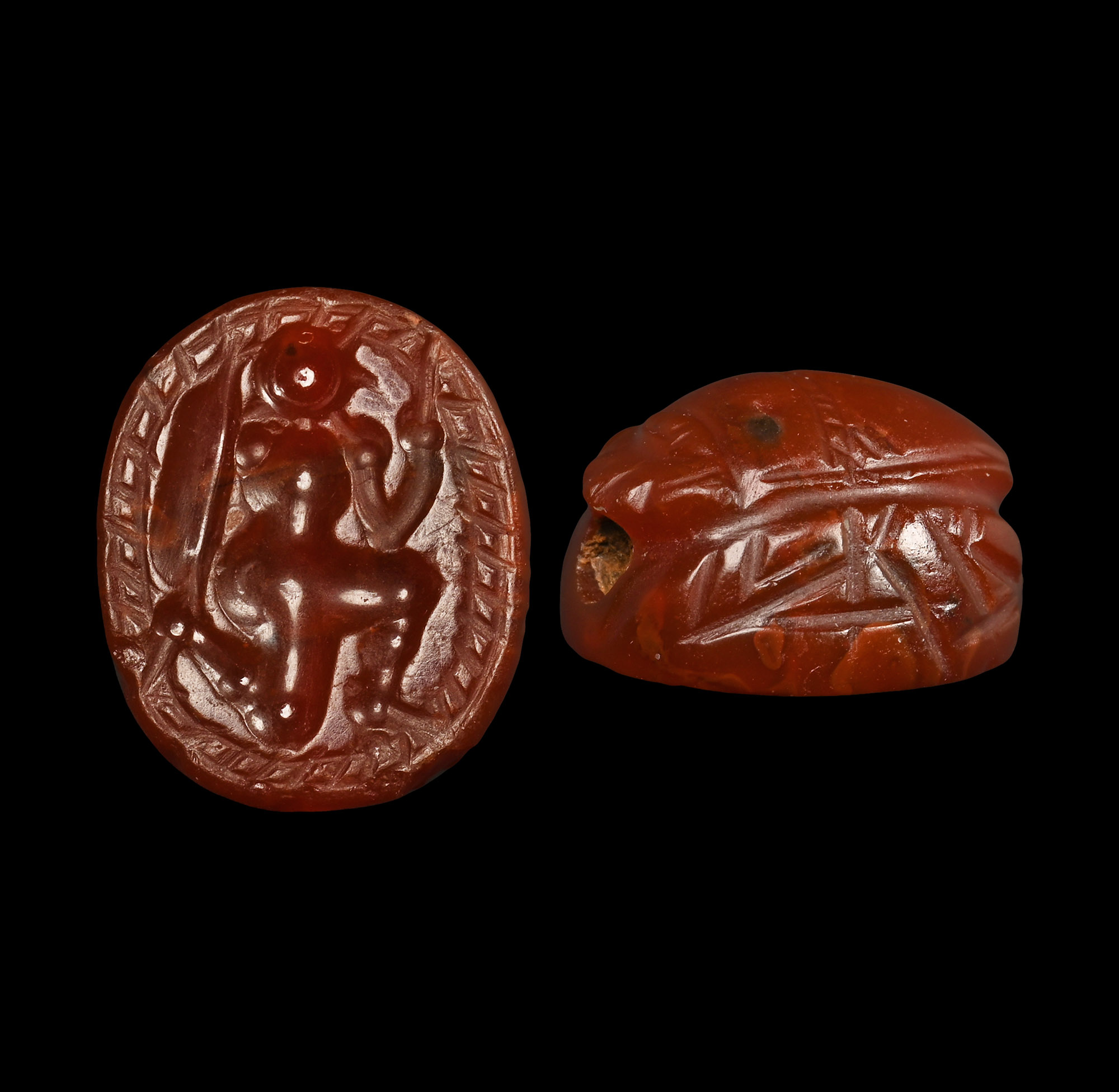 Etruscan Carnelian Scarab with Warrior