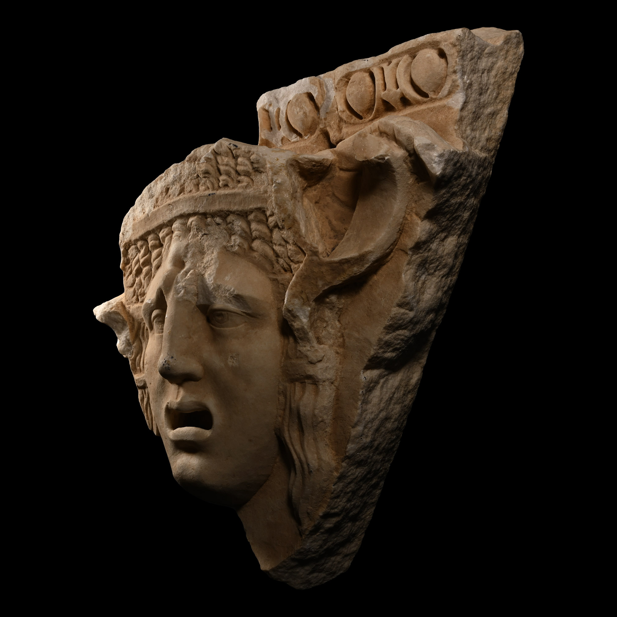 Large Roman Marble Relief of a Theatre Mask