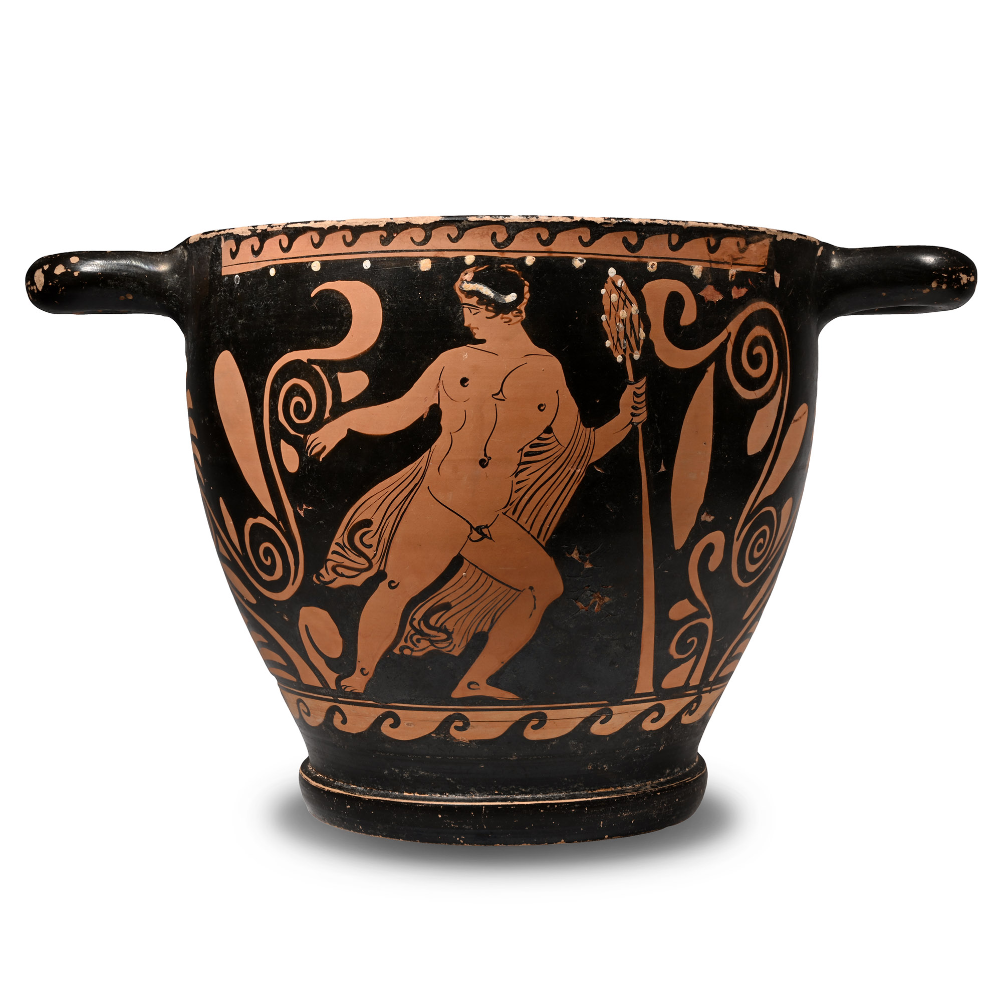Large Greek Apulian Red-Figure Skyphos with Maenad