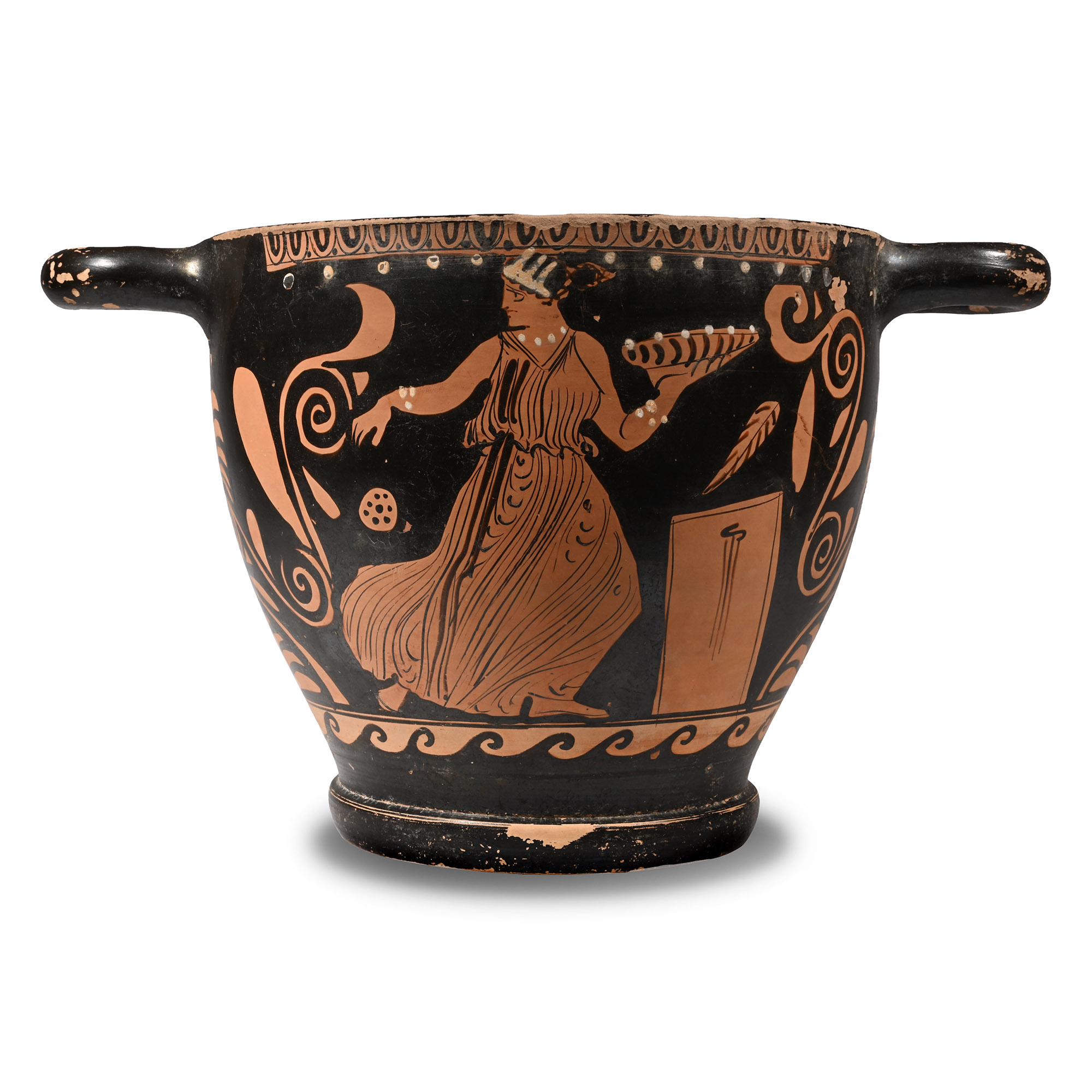 Large Greek Apulian Red-Figure Skyphos with Maenad