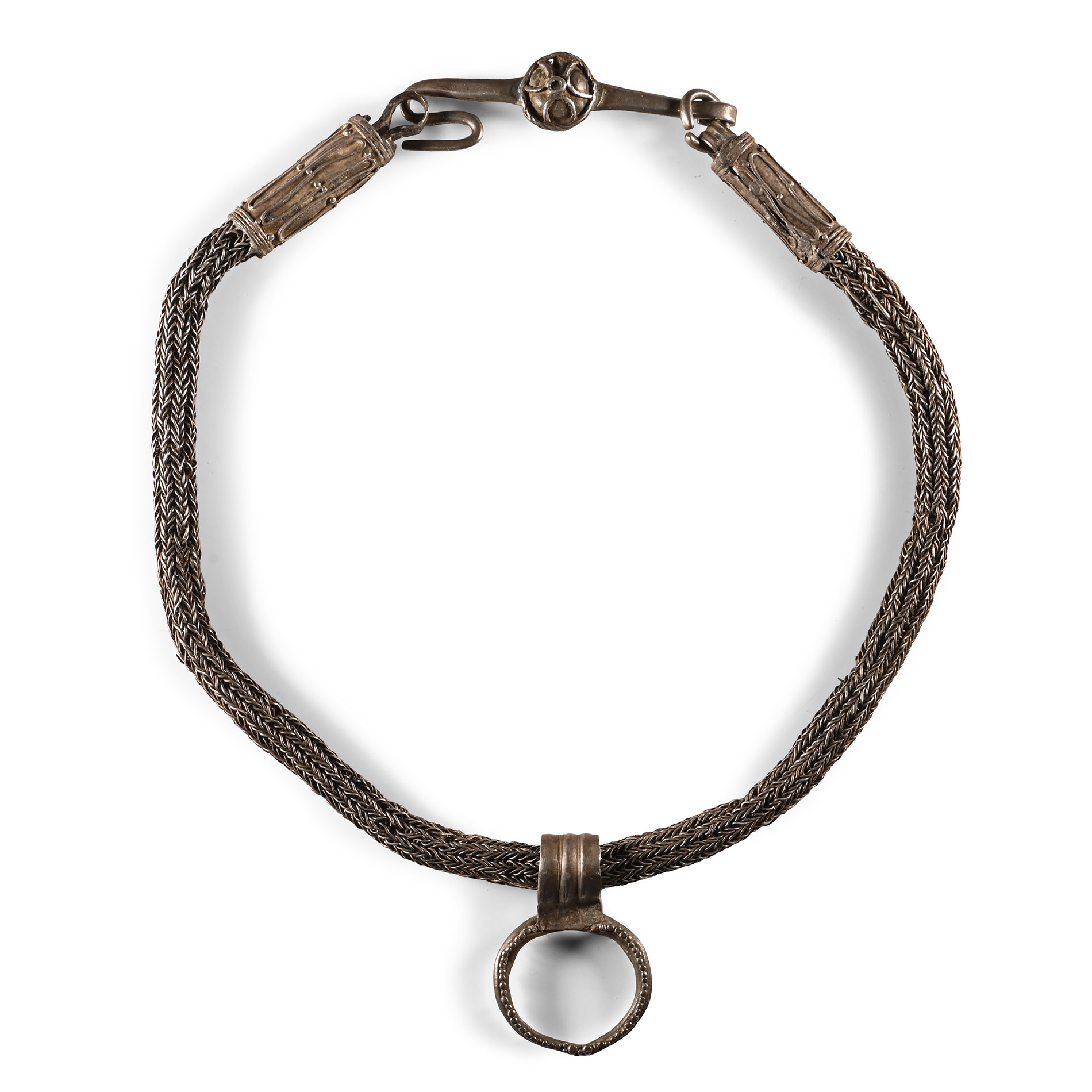 Scandinavian Pre-Viking Silver Necklace with Lunar Pendant