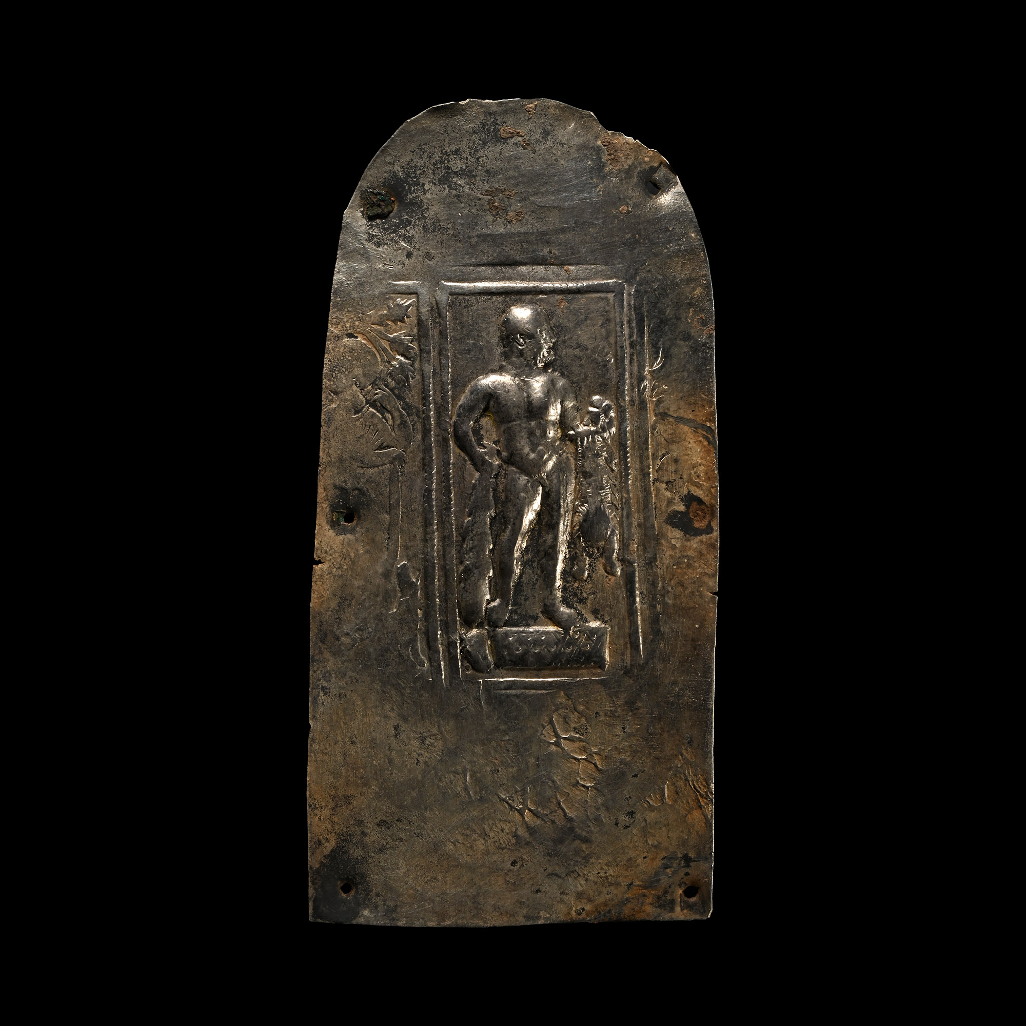 Roman Silver Votive Plaque with Hercules