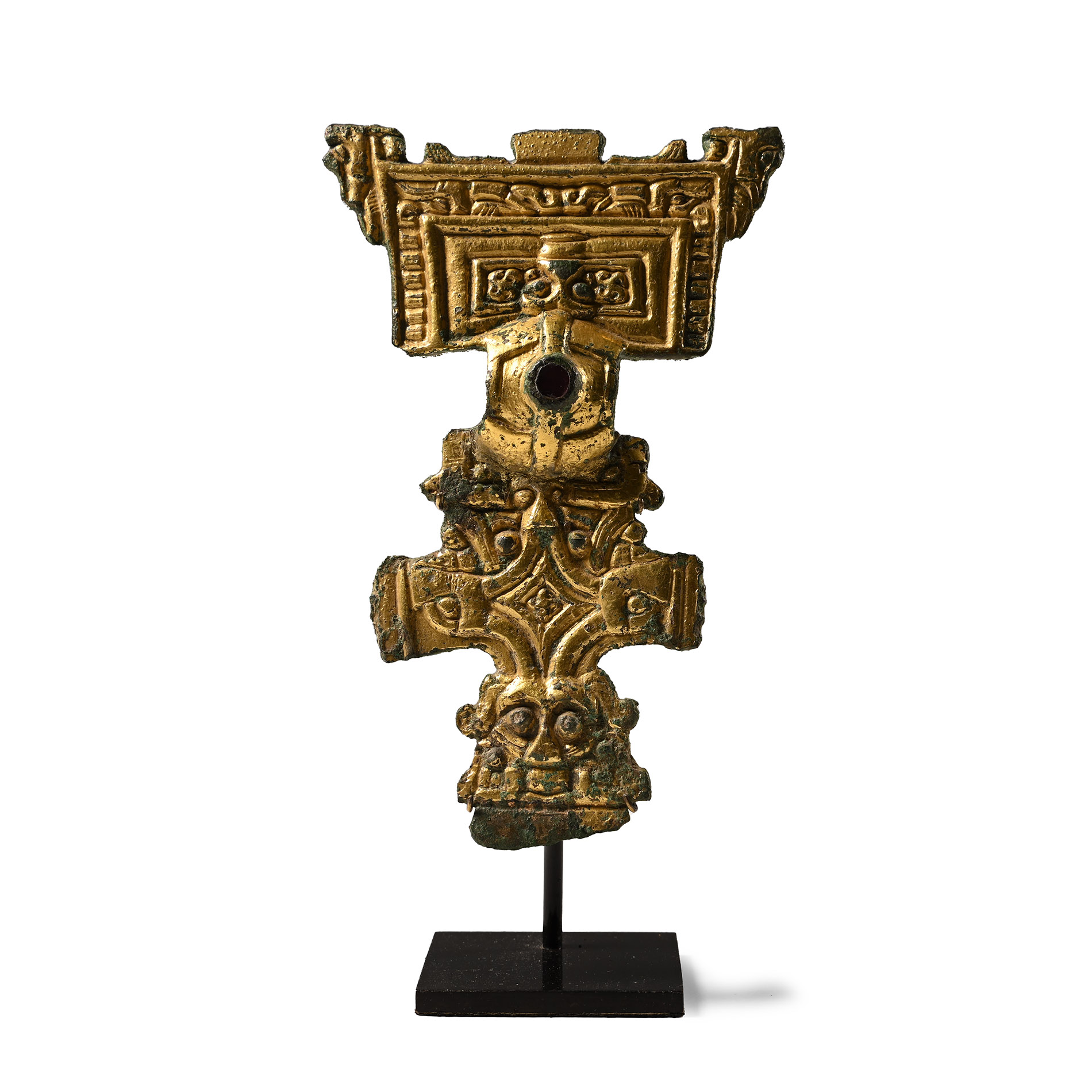 Anglo-Saxon Gilt Great Square-Headed Brooch with Garnet