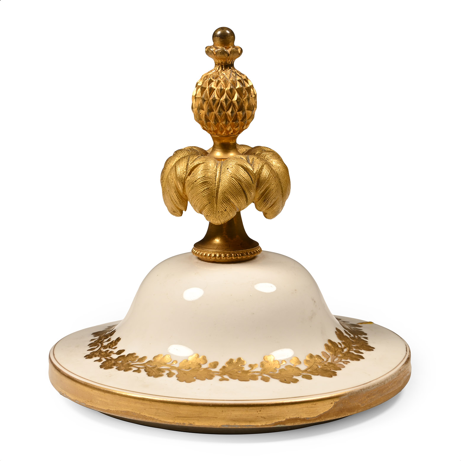 Porcelain Vessel Lid with Gilt Top