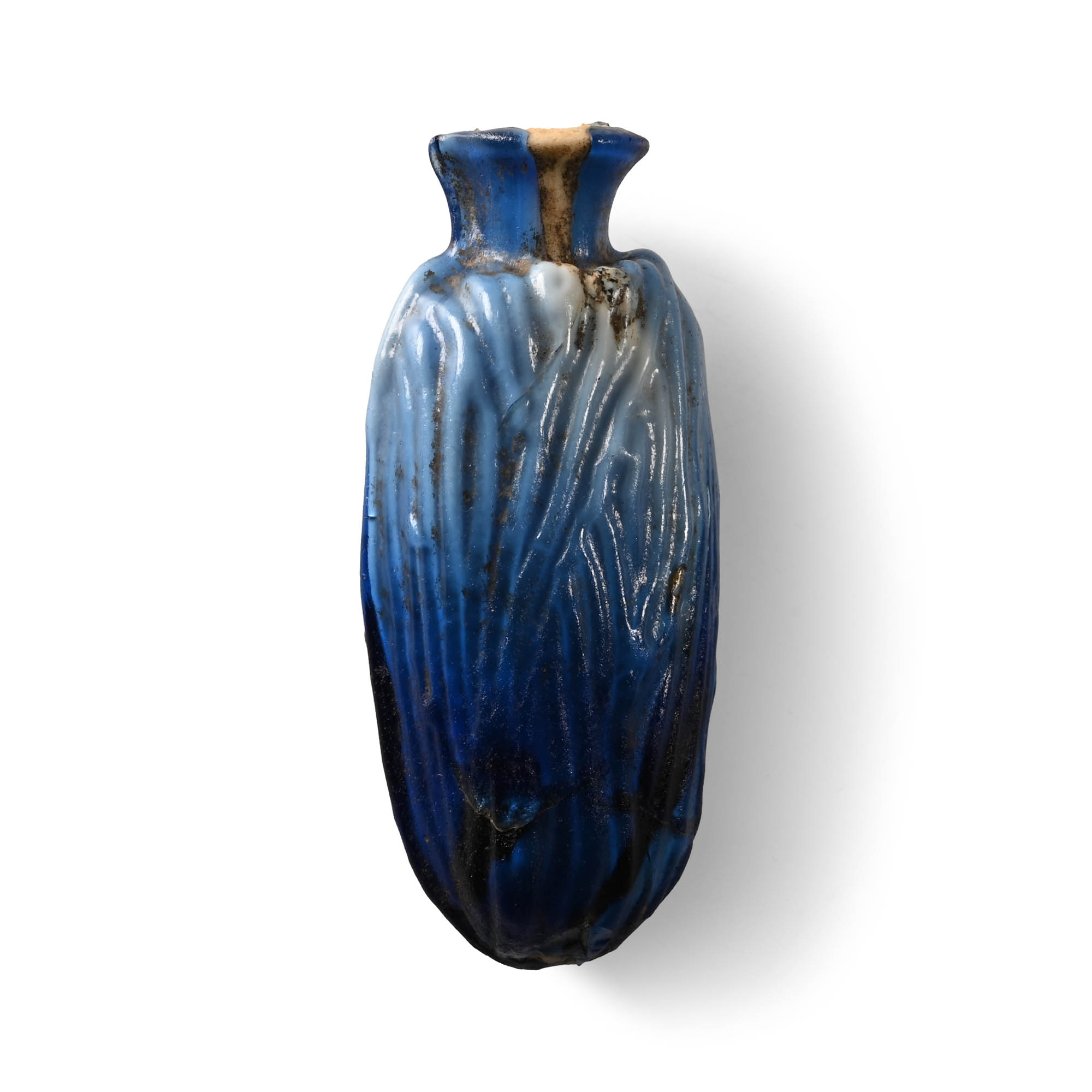 Large Roman Deep Blue Glass Date Flask
