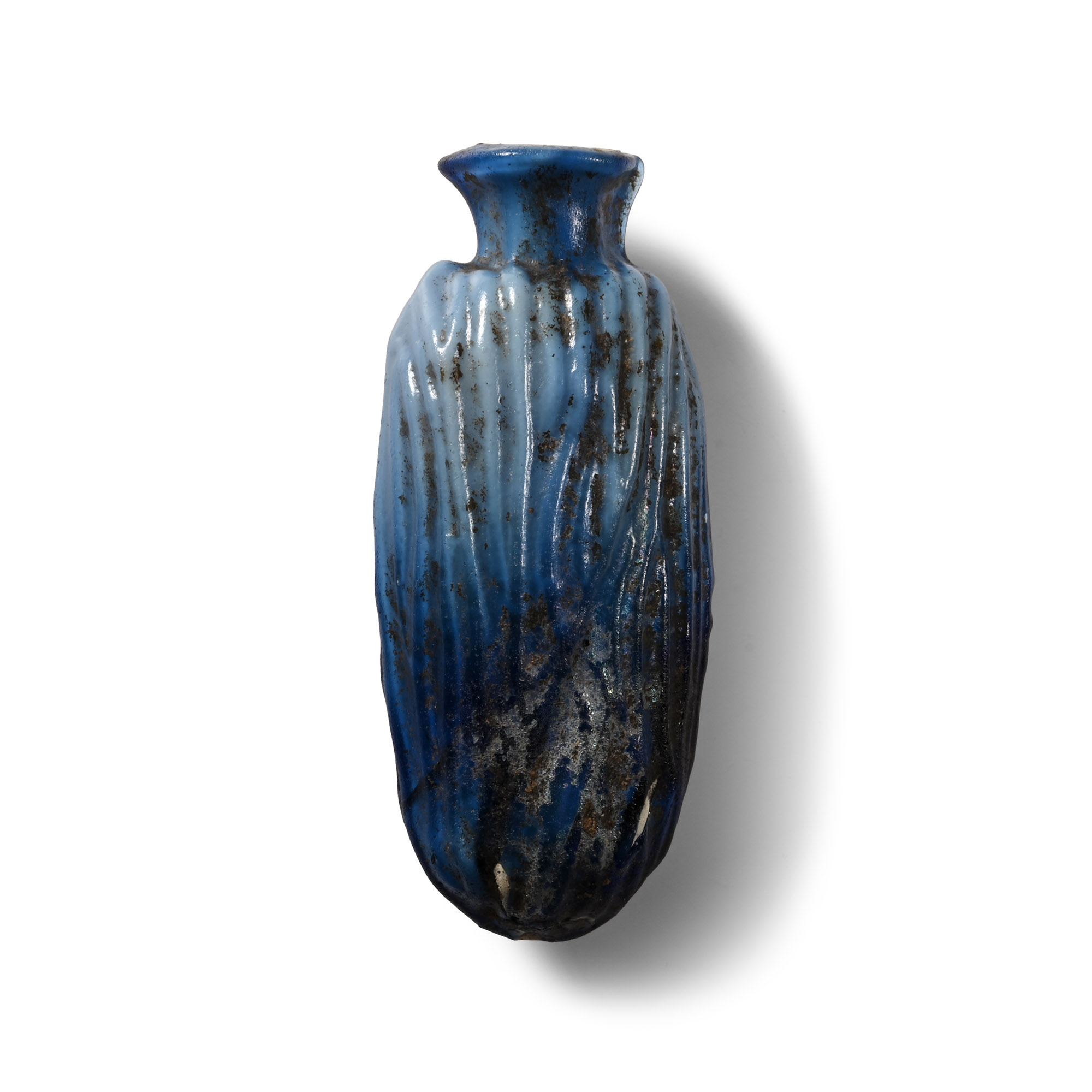 Large Roman Deep Blue Glass Date Flask