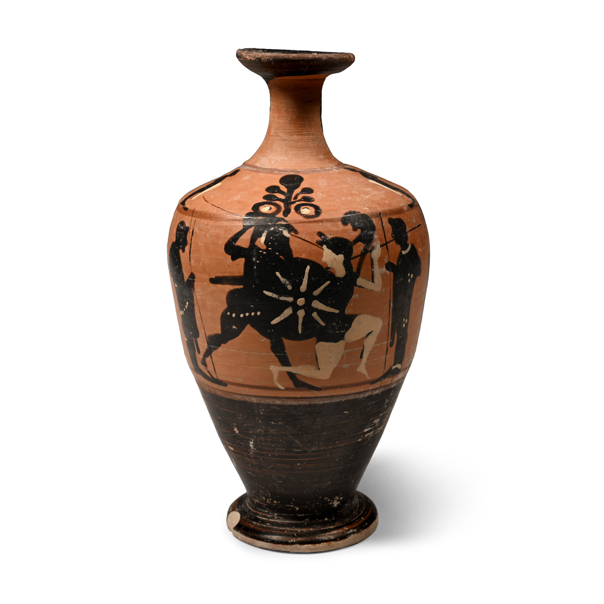 Greek Attic Terracotta Lekythos with Battle Scene