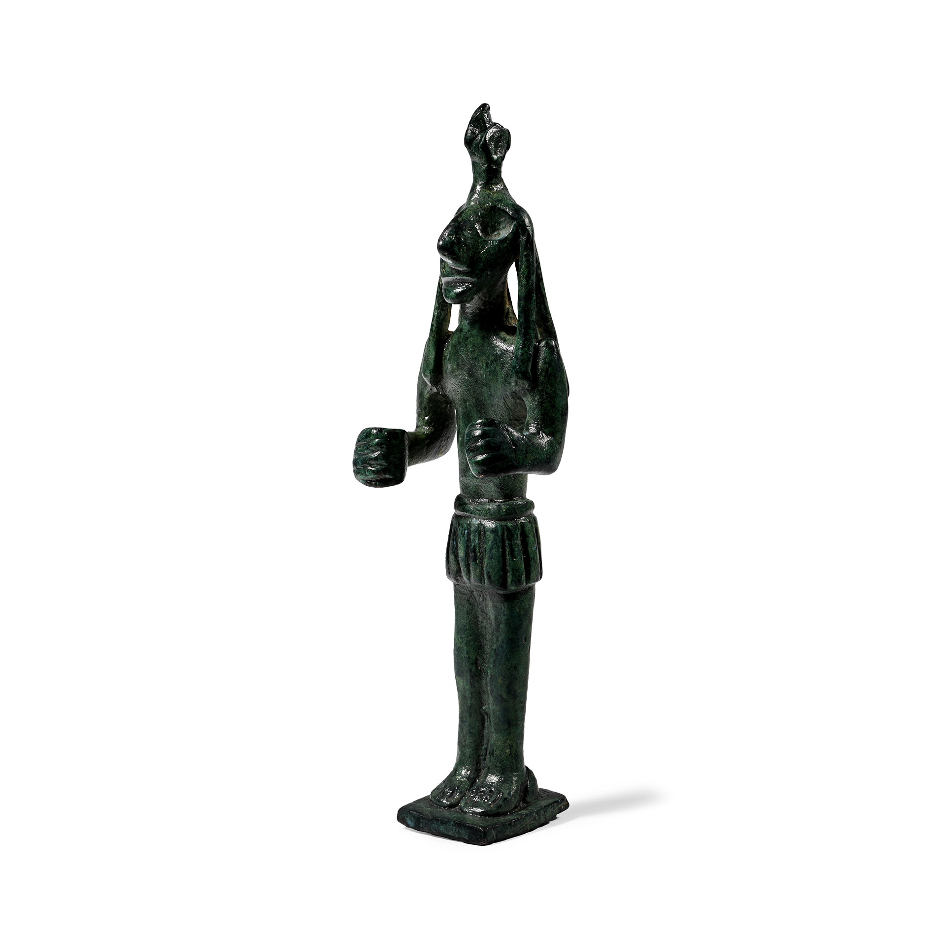 Canaanite Bronze Statuette with Braided Locks of Hair