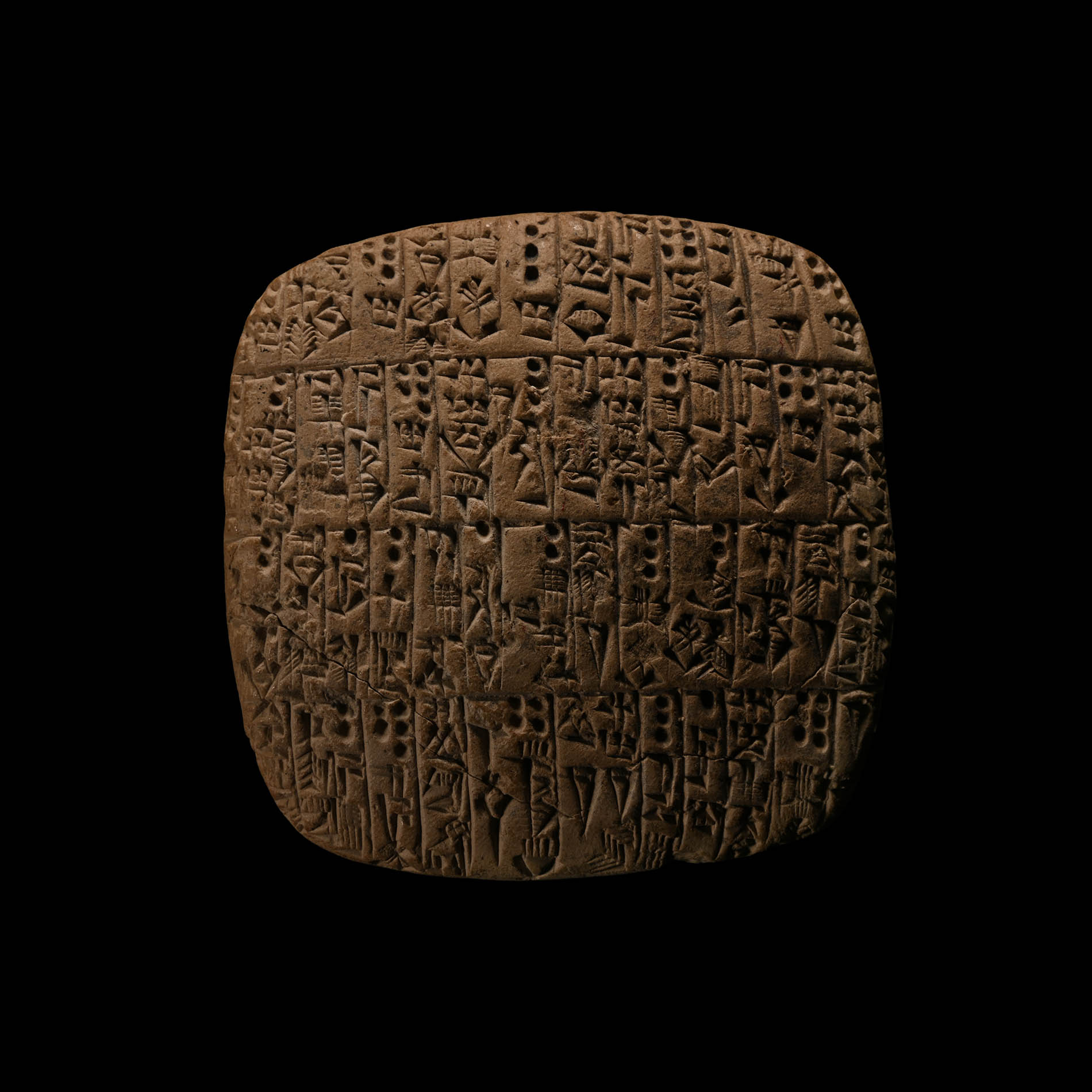 Early Dynastic Terracotta Administrative Cuneiform Tablet Recording Livestock and their Owners